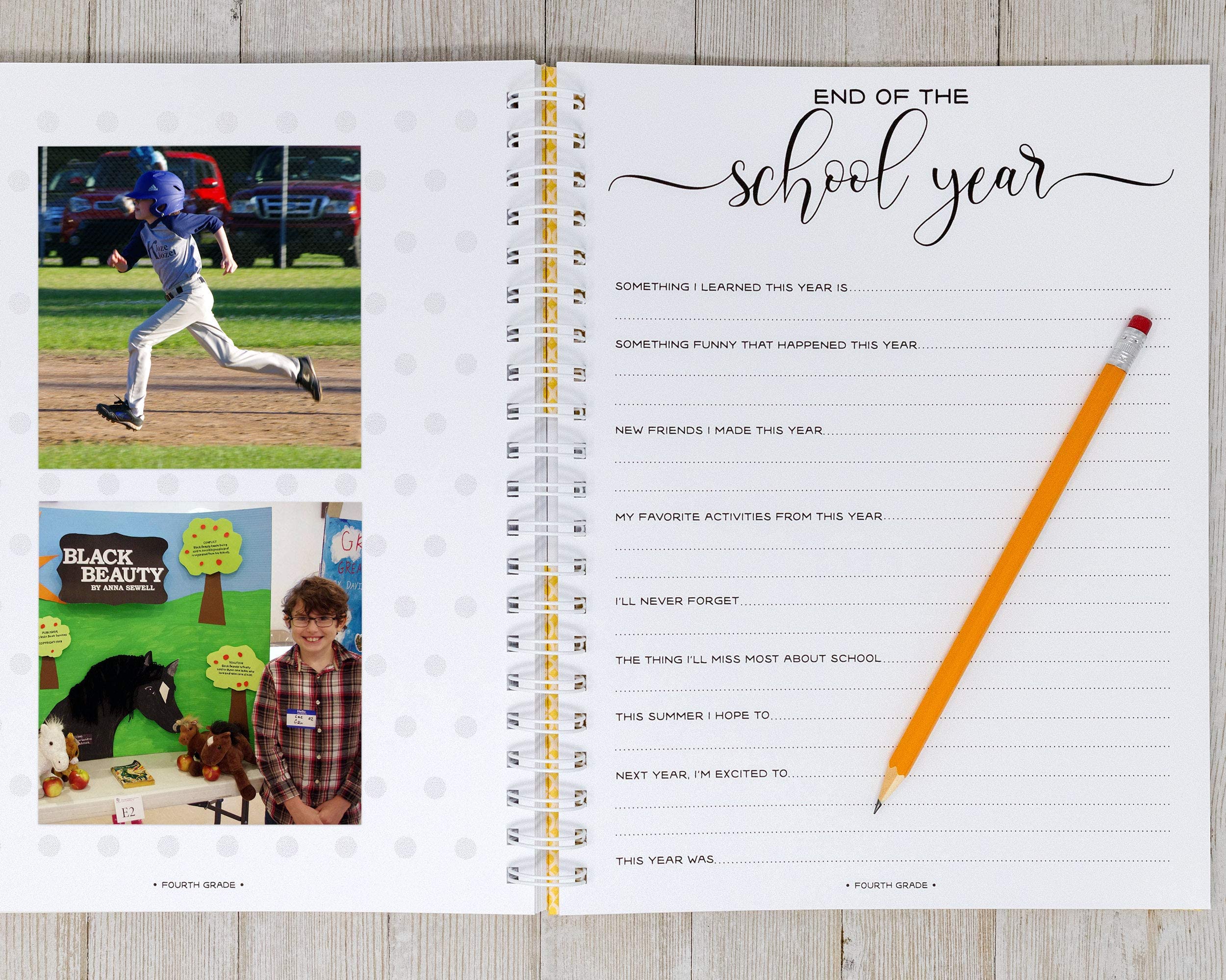 Personalized School Memory Book - Hard Cover Scrapbook with Custom Name - Gold Doodles Design for Kids' School Days Keepsake - Perfect for Preschool, Kindergarten & Elementary Yearbook Gifts
