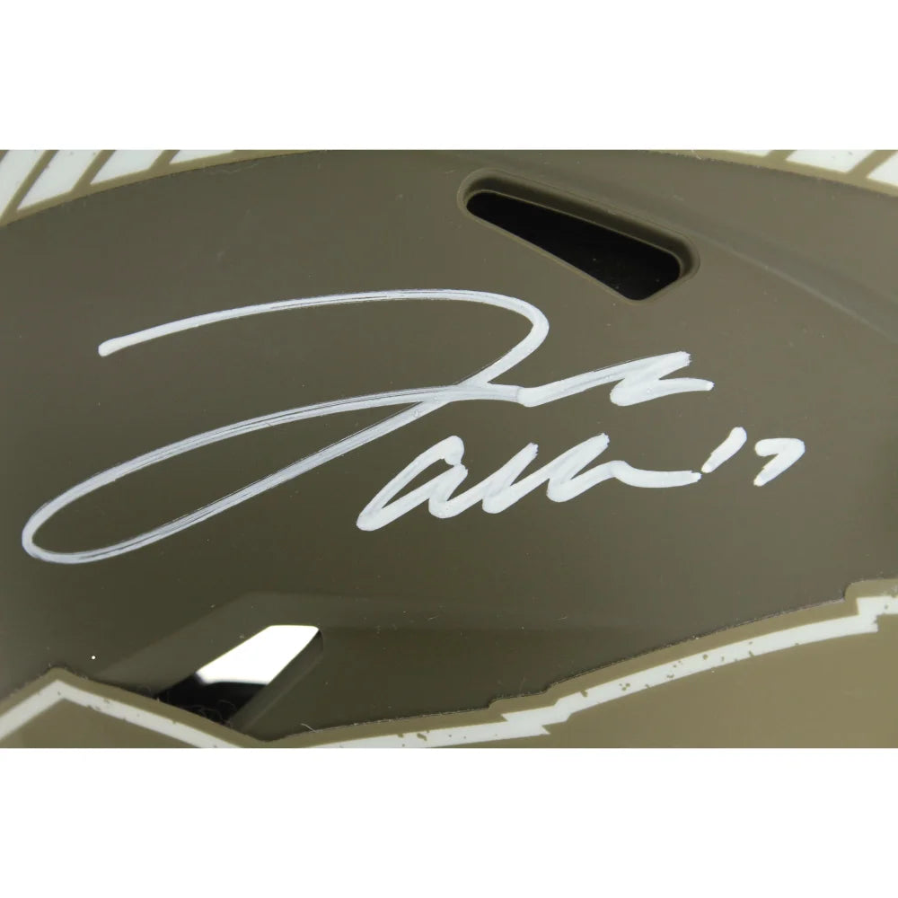 Josh Allen Autographed Buffalo Bills Salute to Service Speed Helmet with BAS COA - Perfect for NFL Fans, Collectors & Game Room Decor