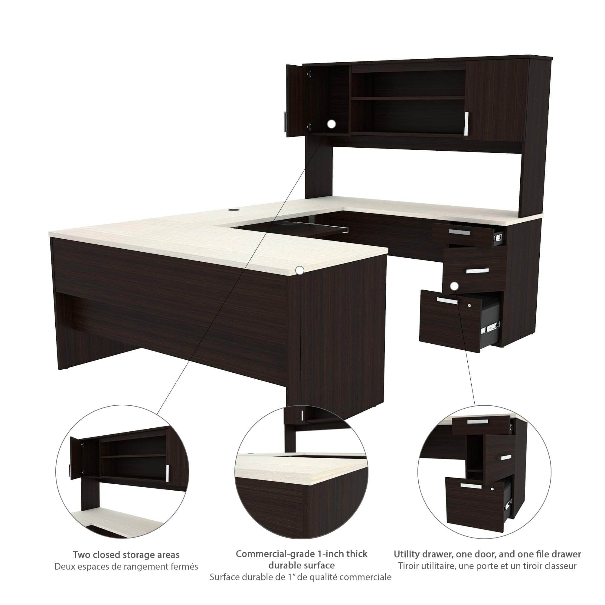 Ridgeley Executive Computer Desk with Hutch, Lateral File Cabinet & Bookcase - 2 Color Options | Home Office & Study Room Furniture for Professionals