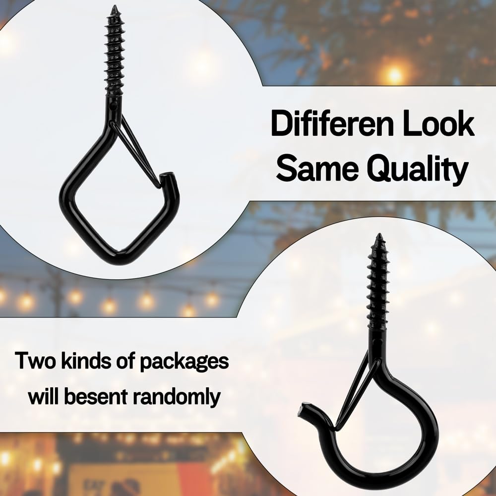 10 Pack Black Metal Ceiling Hooks (2.2 Inch) - Heavy Duty Plant Hangers, String Light Hooks, Cup Hooks for Indoor & Outdoor Use - Perfect for Hanging Plants, Decorations, and Outdoor Lighting