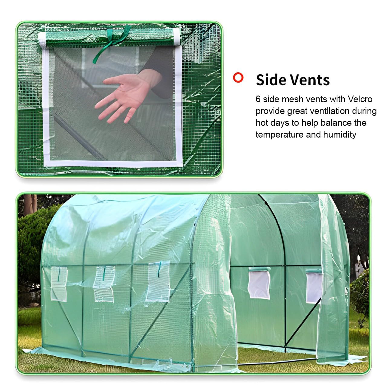 Walk-in Greenhouse Kit with Observation Windows - 10'x7'x7' Outdoor Plant Growing Tent for Vegetables, Flowers & Herbs | Perfect for Backyard Gardening & All-Season Plant Protection