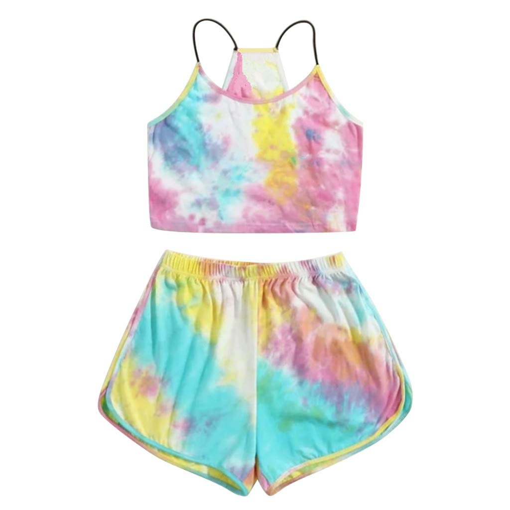 Women's Casual Floral Print Romper Jumpsuit - Cami Shorts Two-Piece Outfit for Teen Girls | Summer Beach Wear, Outdoor Activities & Vacation Outfits