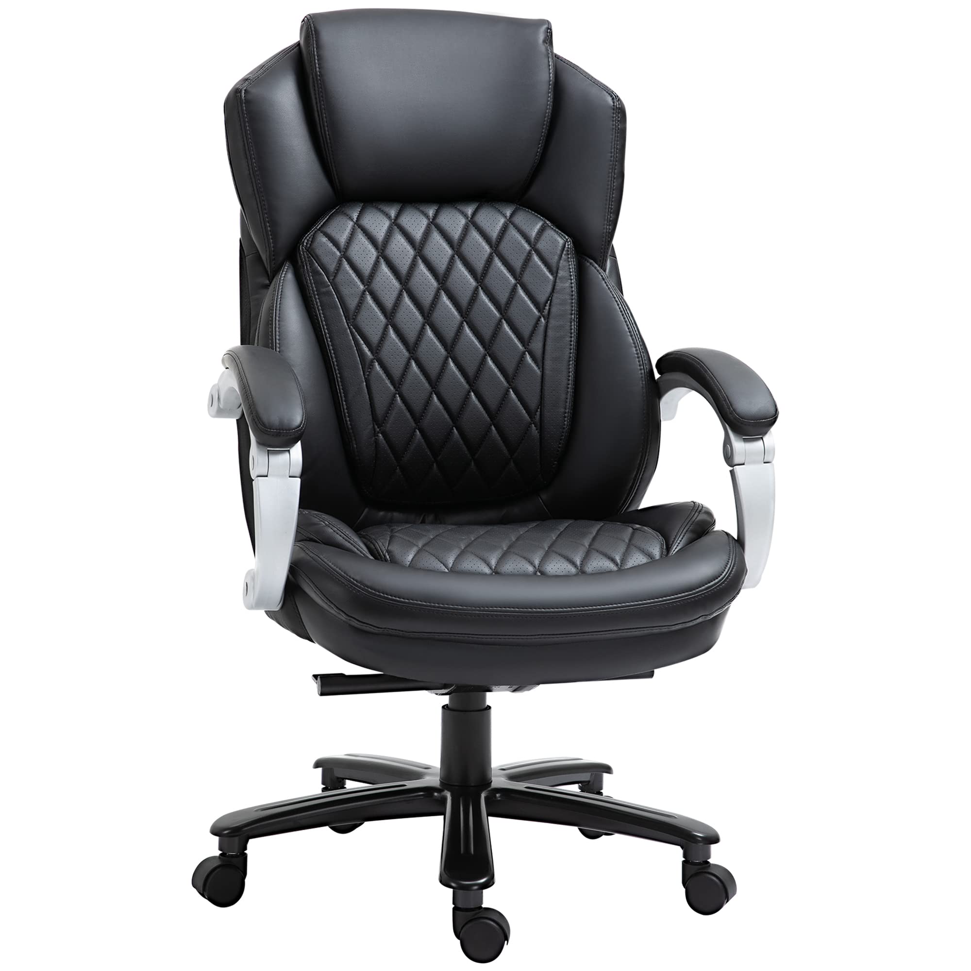 Vinsetto Big and Tall Executive Office Chair - Wide Seat High Back Computer Desk Chair with Diamond Stitching, Adjustable Height & Swivel Wheels - Ergonomic Black Chair for Home Office, Gaming & Workspace Comfort