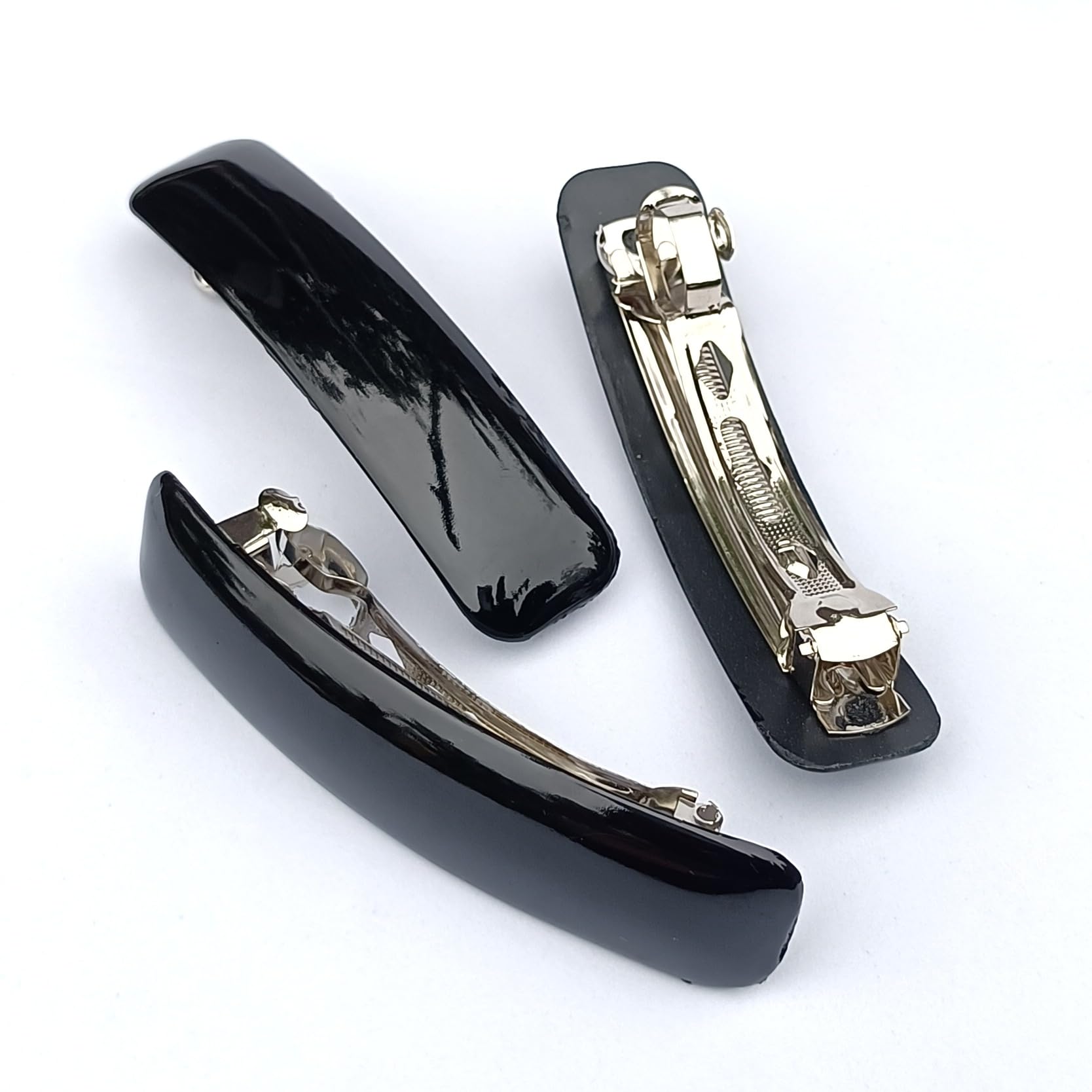 Stylish Black Plain Hair Clips for Women and Girls - 3-Pack Barrettes for Everyday Use, School, Work, and Special Occasions