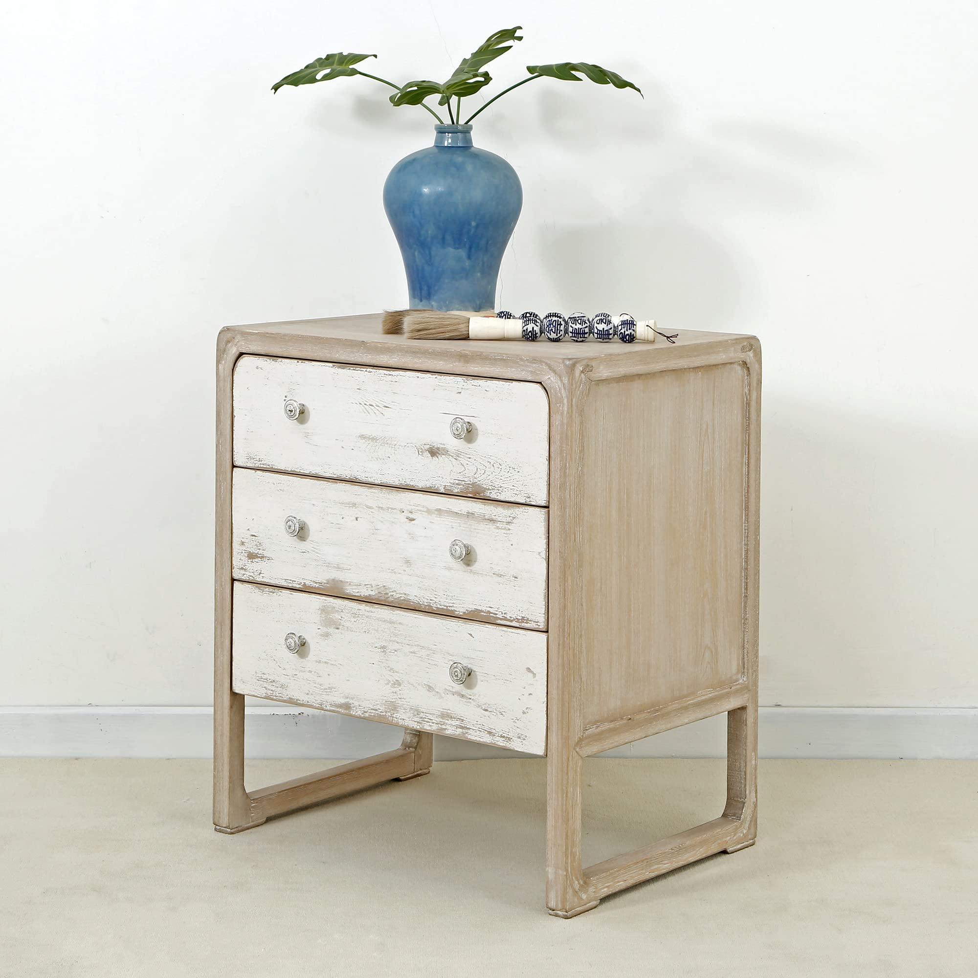 Artissance Reclaimed Wood Peking 3-Drawer Side Table, 30