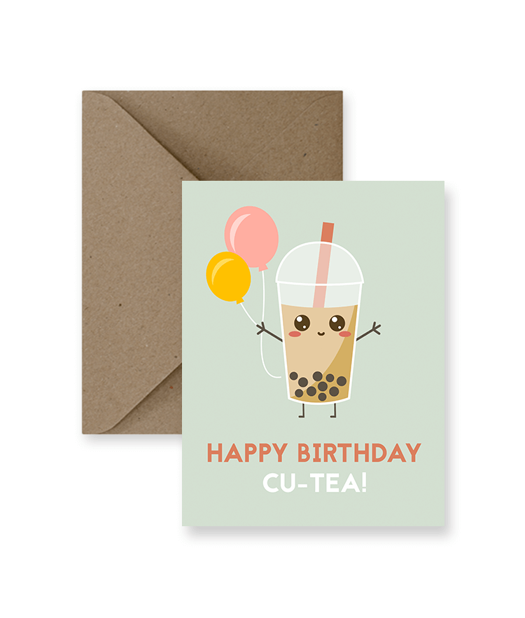 Happy Birthday Greeting Card with Cute Tea Design - Perfect for Tea Lovers, Birthday Wishes, and Special Occasions