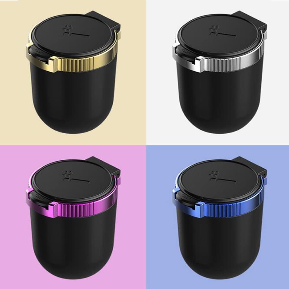 SEADEAR Mini Car Ashtray with LED Indicator - Portable Stainless Steel Smokeless Ashtray with Lid, Detachable & Easy to Clean - Perfect for Car, Office, Travel & Outdoor Smoking (Car Accessories)