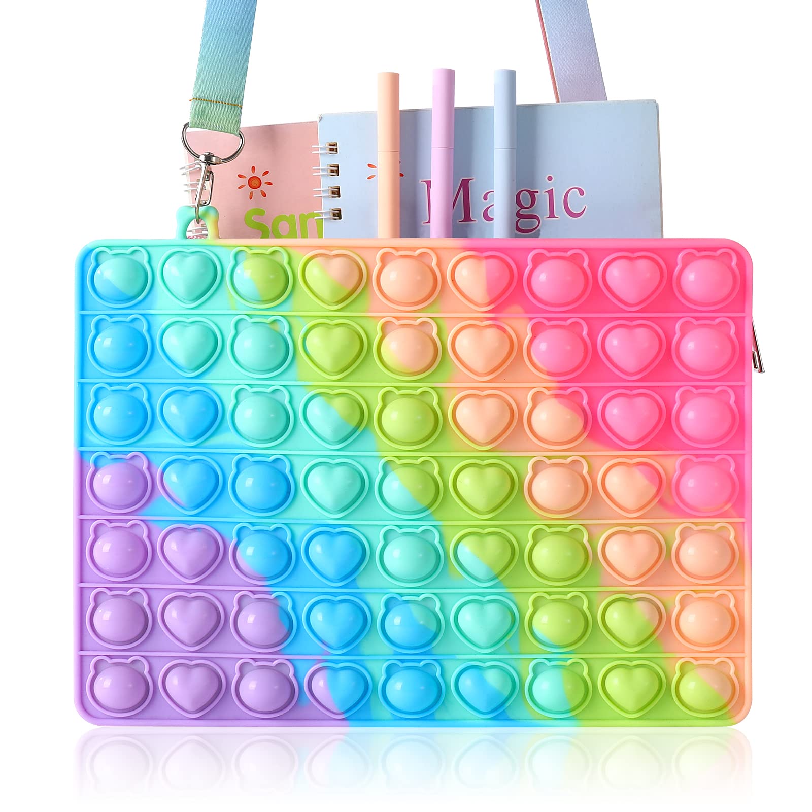Gigilli Pop Purse Fidget Wallet for Teen Girls - Small Crossbody Coin Purse for Kids 8-12 - Sensory Fidget Toy Handbag - Perfect Gift for Girls, Classroom Prize & Stress Relief - Great for School, Travel & Anxiety Relief