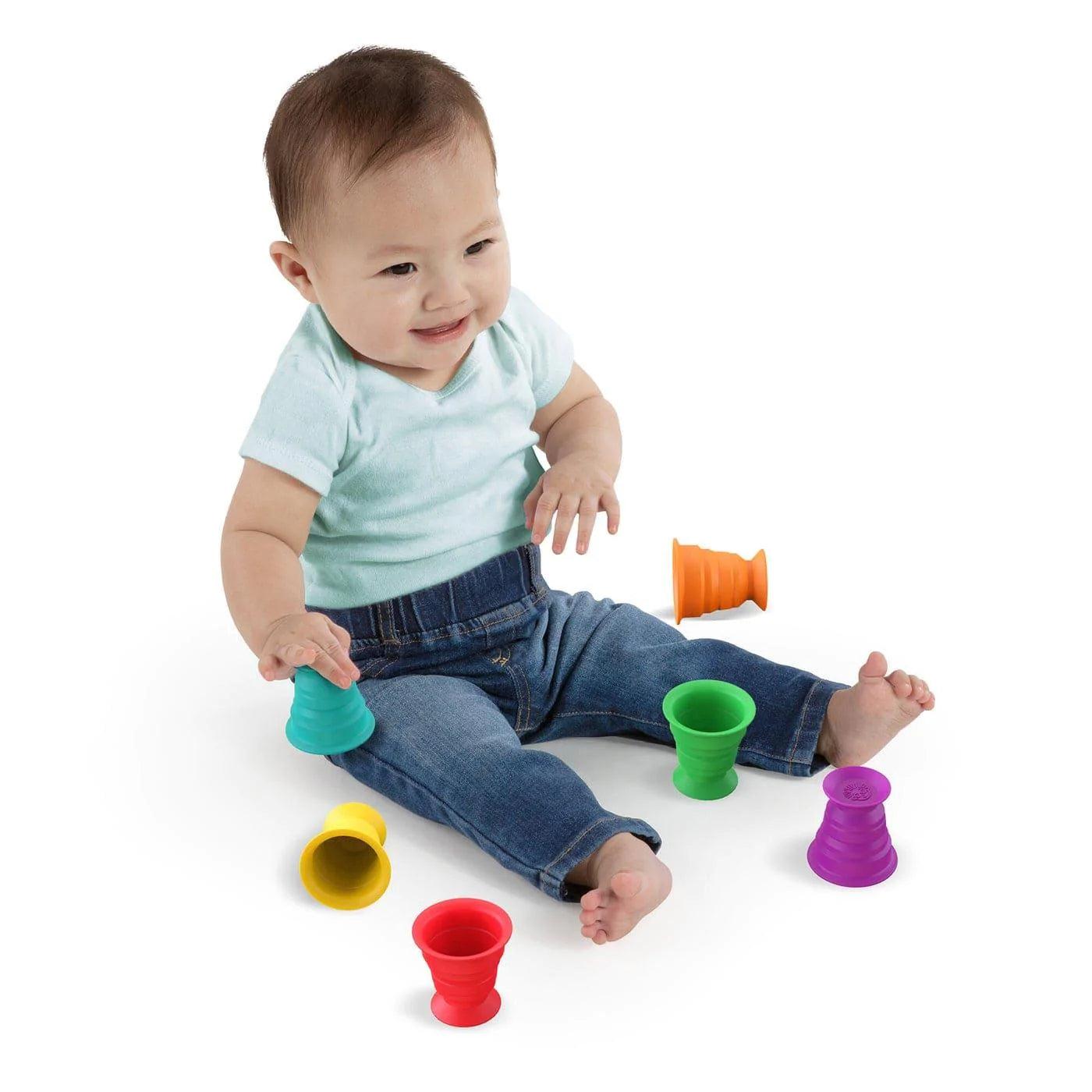 Baby Einstein Stack & Squish Cups™ - 6-Piece Sensory Stacking Toy Set for Toddlers, Early Learning Developmental Toys with Textured Surfaces - Perfect for Bath Time, Beach Play & Indoor Educational Activities