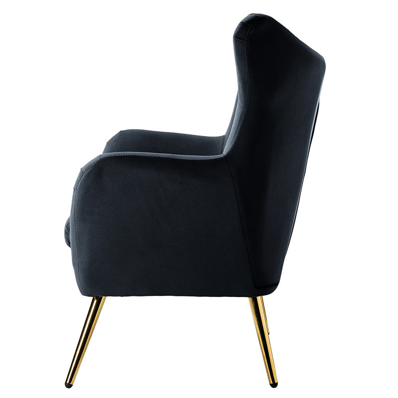 Luxury Isabelle Wingback Velvet Upholstered Armchair - High Back Accent Chair with Sturdy Metal Legs for Living Room, Bedroom & Office Decor