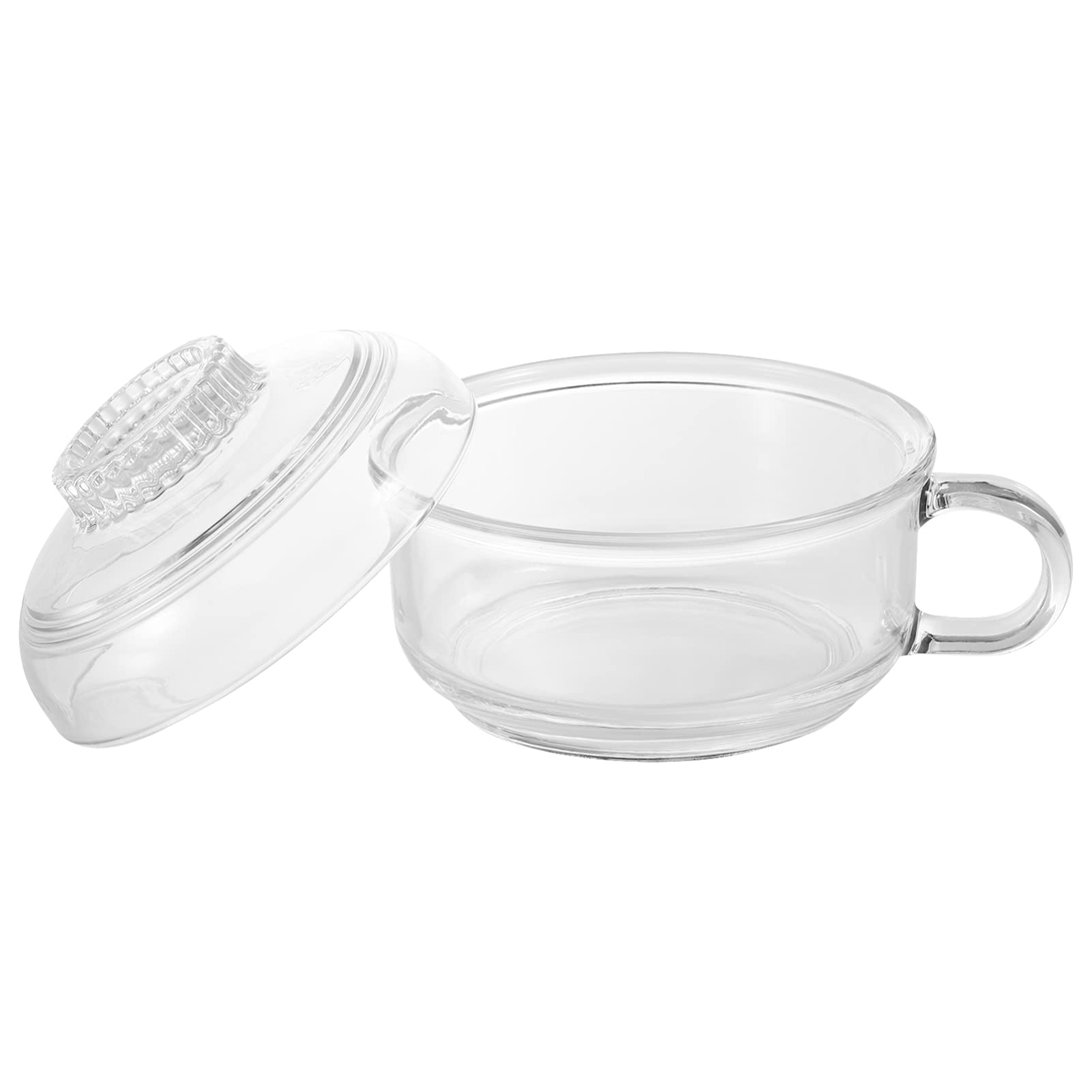 DOITOOL 1pc Clear Glass Instant Noodle Bowl with Lid - Oven Safe Glass Food Jar, Cooking Pot & Mixing Bowl - Perfect for Ramen, Meal Prep & Student Dorm Use - Household Tableware with Handle