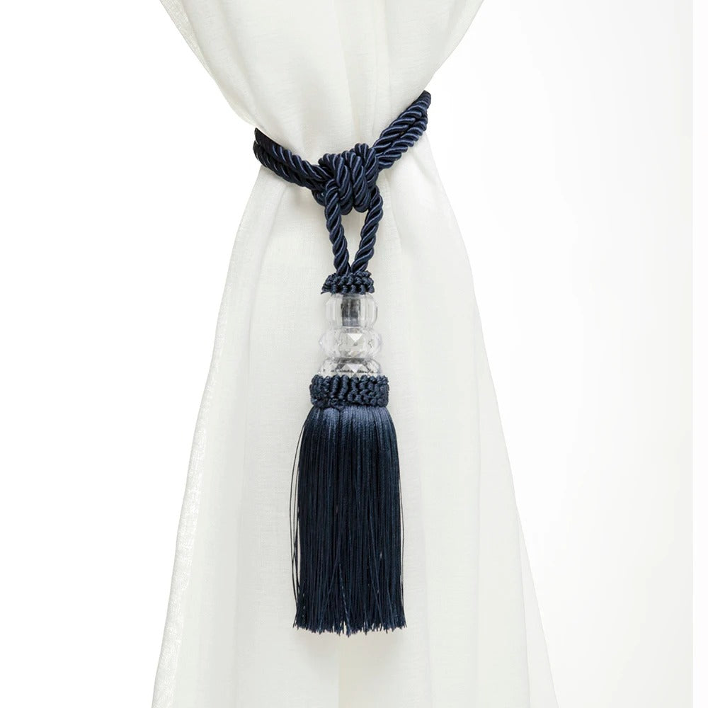 Kara Hanging Crystal Ball Tassel TieBack - Elegant Window Curtain Holder for Home Decor, Bedroom & Living Room
