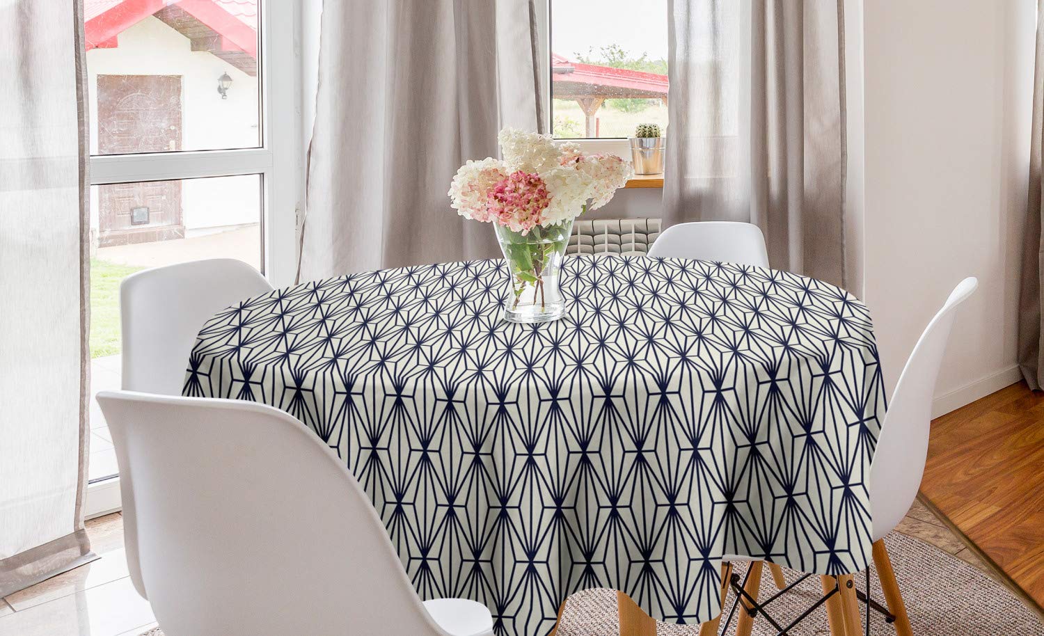 Ambesonne Geometric Round Tablecloth 60