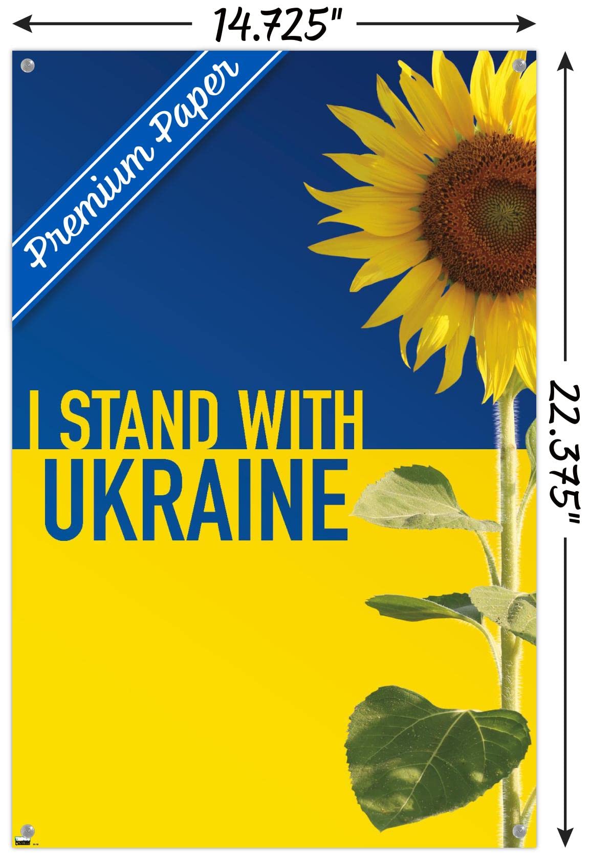 I Stand With Ukraine Wall Poster - Trendy Motivational Decor with Push Pins - Perfect for Home, Office & Classroom Support Displays