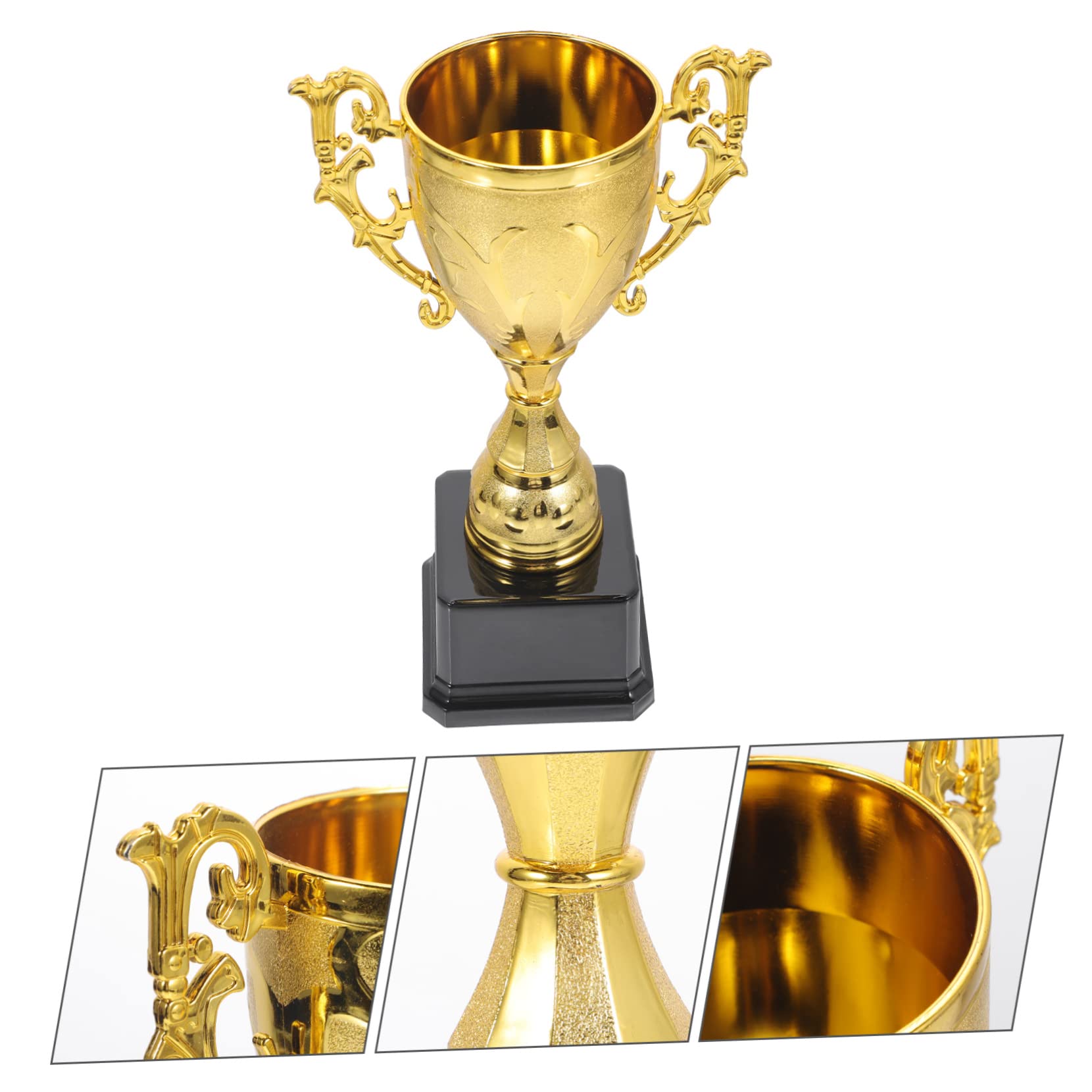 BELLIFFY Kids Plastic Soccer Trophy Toy Set - Mini Champion Awards for Boys & Girls - Silver Sports Prize for Birthday Party, School Competition & Youth Soccer Tournament