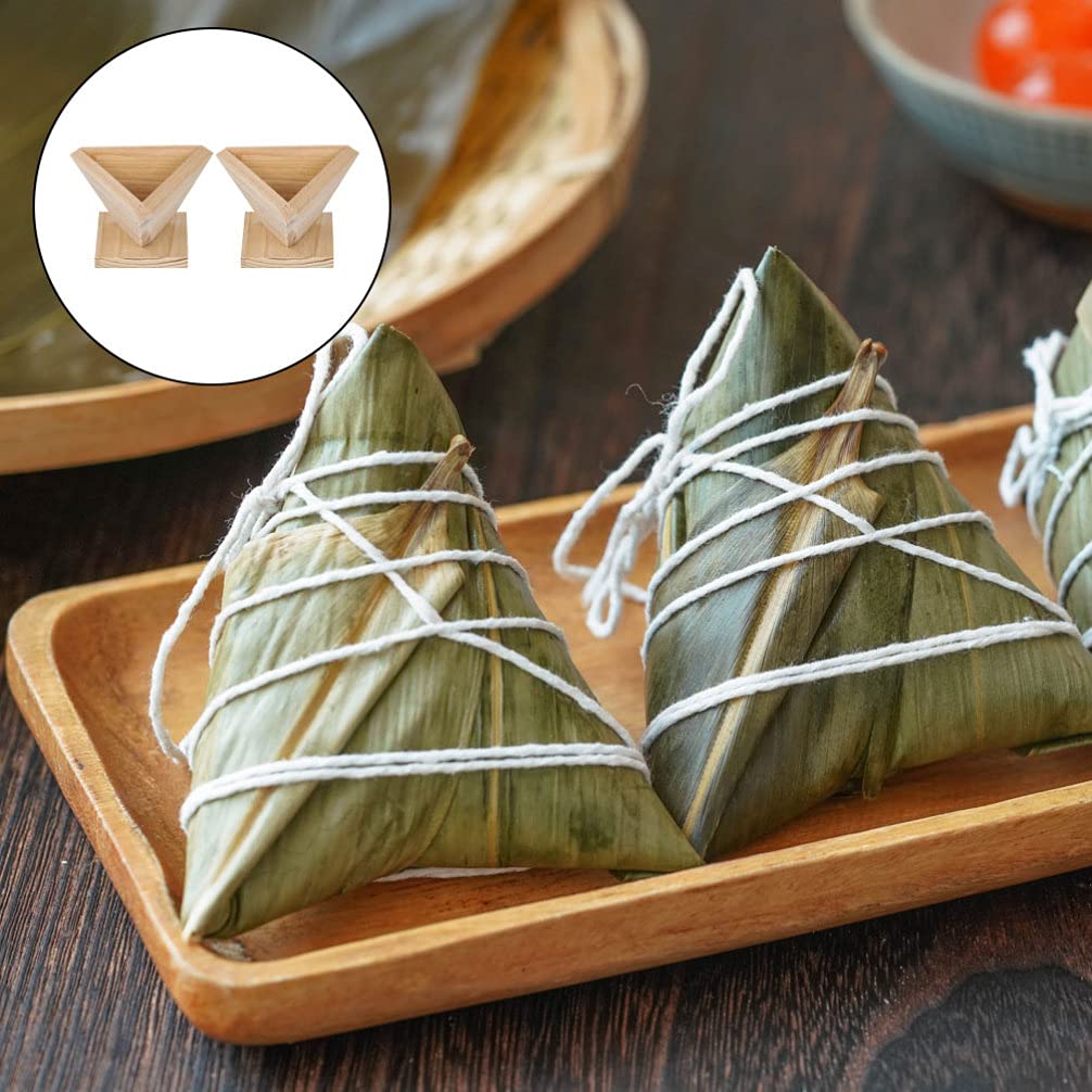 Hemoton 2-Piece Bamboo Zongzi Mold Set - Triangle Rice Ball Maker for Sticky Rice, Dumplings & Chocolate - Wooden DIY Sushi Press for Kids - Perfect for Asian Cooking, Holiday Treats & Party Snacks