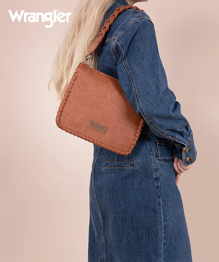 Wrangler Braided Crossbody Bag for Women - Stylish Leather Shoulder Purse with Adjustable Strap, Perfect for Travel, Shopping & Everyday Use