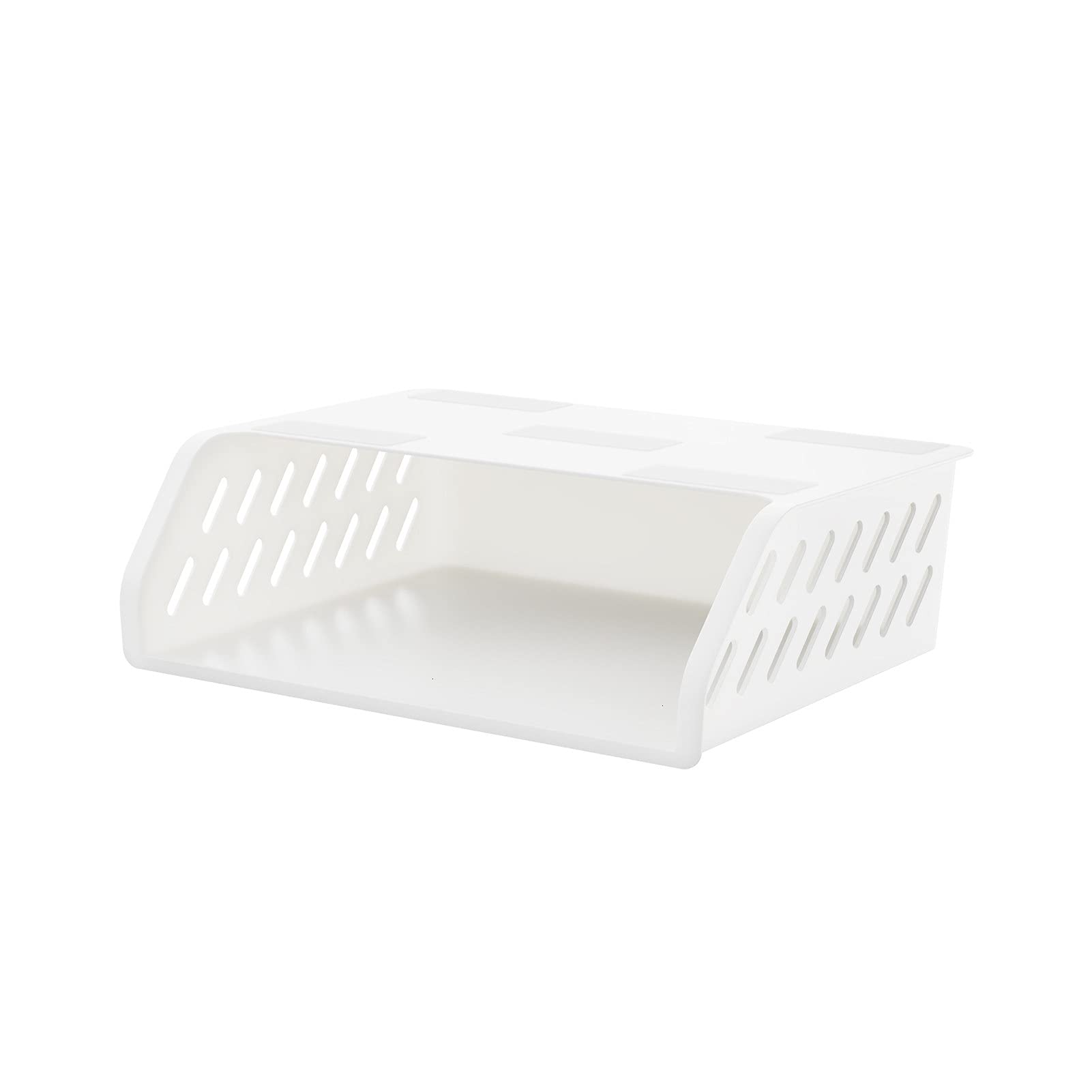 Wall Mount Plastic Storage Box with Strong Adhesive - No Punching Needed, Drawer Style Organizer for Home, Office & Bathroom - White