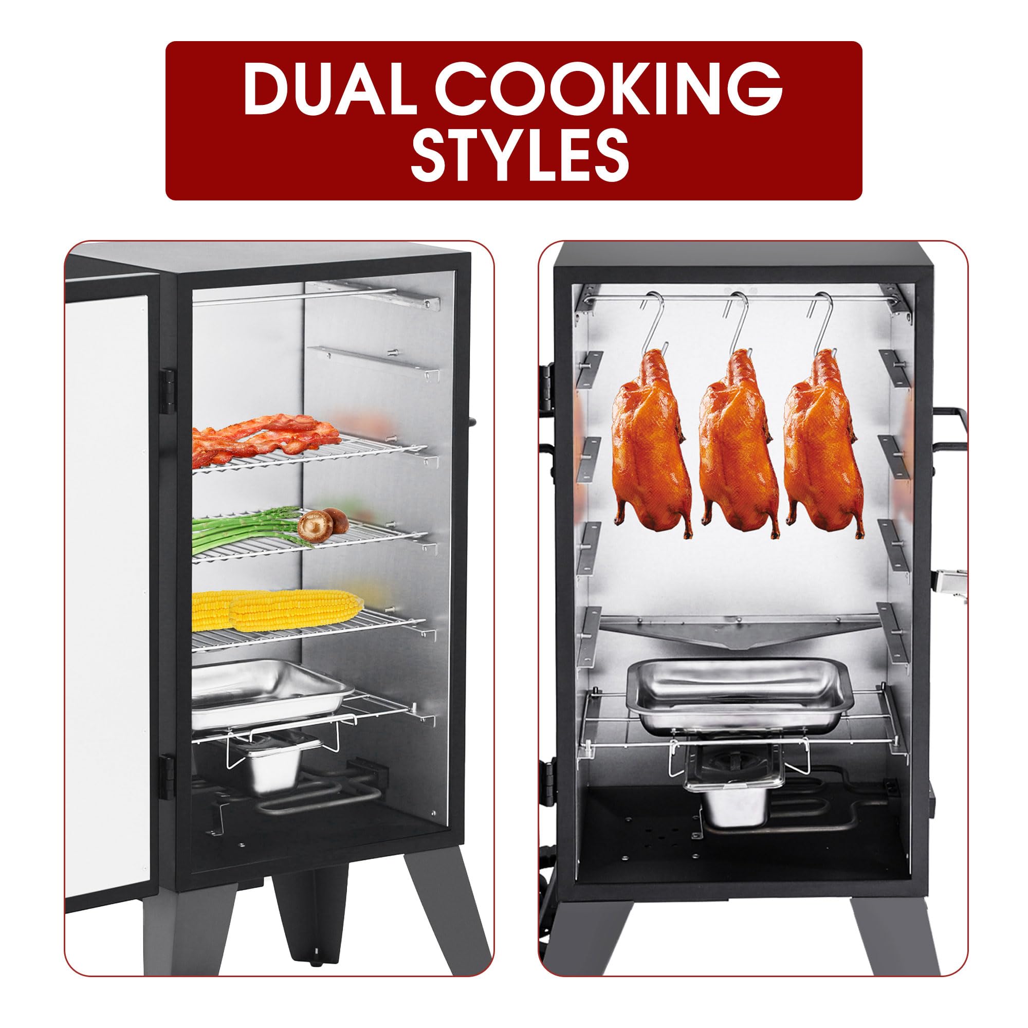 Royal Gourmet SE2805 28-Inch Electric Smoker - 3 Cooking Grates, Adjustable Temperature Control, 454 Sq. In. Cooking Area - Perfect for Backyard BBQ, Smoking Meats & Outdoor Cooking - Black
