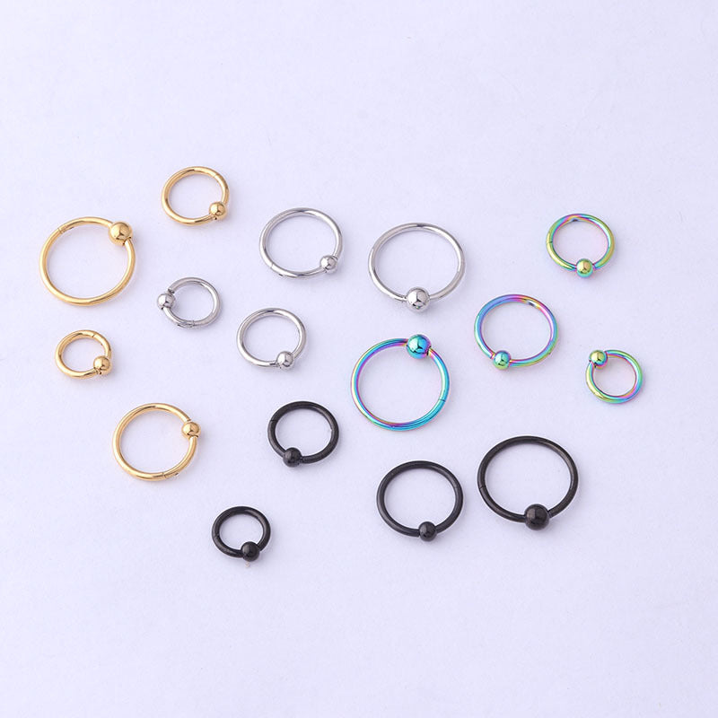 16G Surgical Steel Ball Hinged Septum Clicker Hoop Rings - Body Jewelry for Nose, Lip, Ear Piercing | Hypoallergenic & Comfortable for Daily Wear | HSPJ704