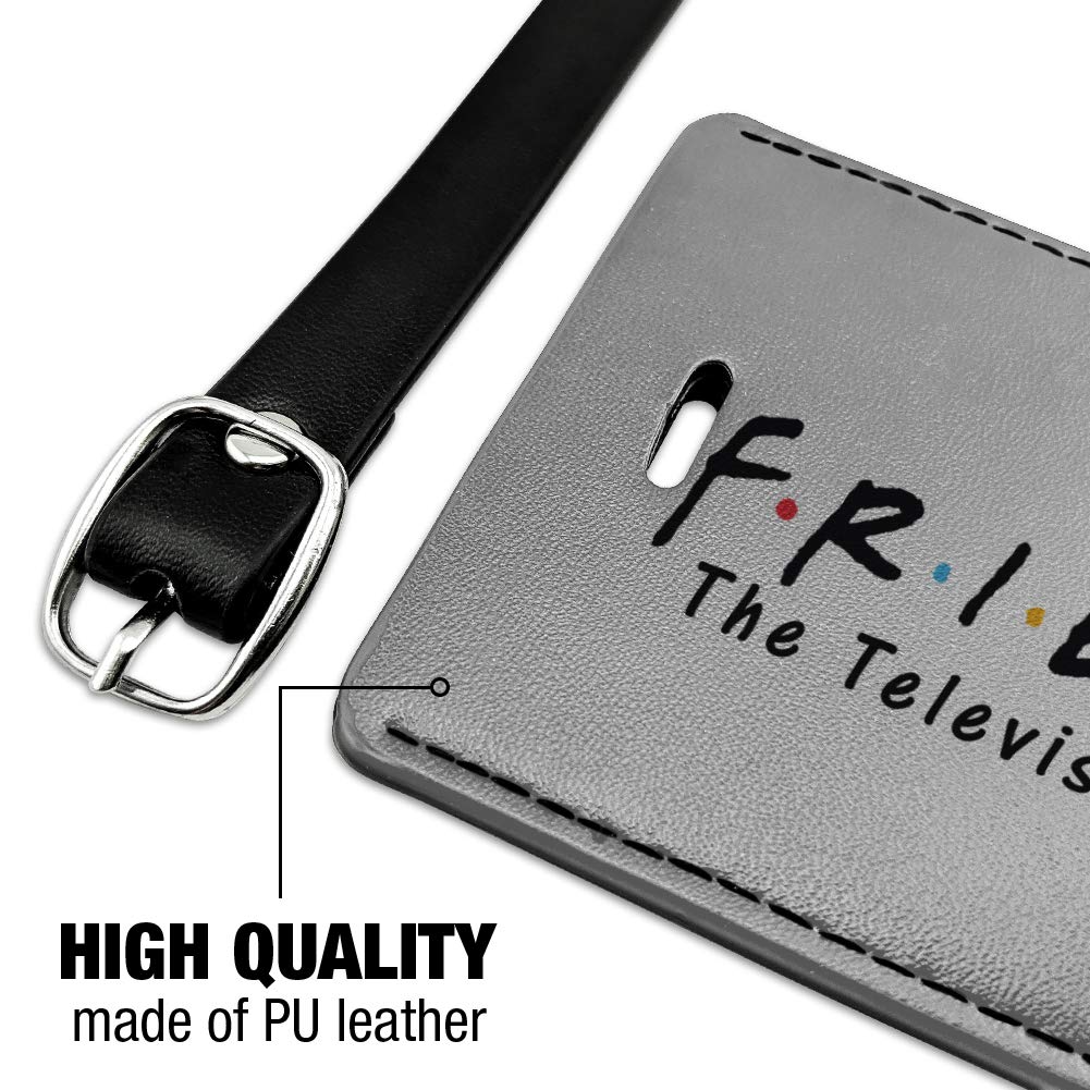 Friends TV Show Logo Rectangle Leather Luggage Tag - Personalized Carry-On ID Tag for Suitcases & Travel Bags - Perfect for Fans, Travel Enthusiasts & Gift Giving