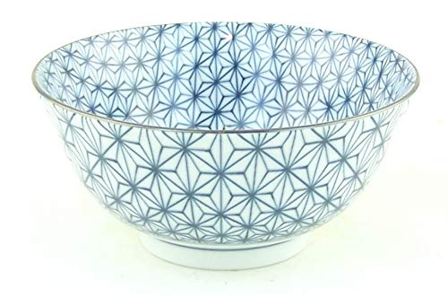 2-Piece Fine Japanese Sometsuke Porcelain Bowls - Blue Star Flower Chintz Design for Rice, Cereal, Pasta, Soup & Noodles - Elegant Dining & Gift Set for Asian Cuisine Lovers