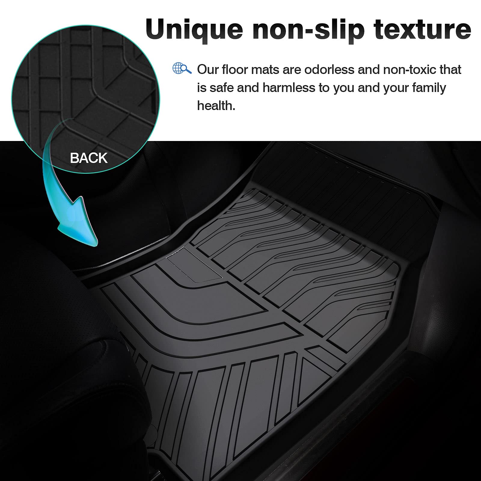 Custom Fit TPE All-Weather Floor Mats for 2017-2023 Nissan Rogue Sport (Excludes Nissan Rogue) - Non-Slip Black 2-Row Floor Liners Set | Perfect for Winter Snow, Mud & Wet Weather Protection
