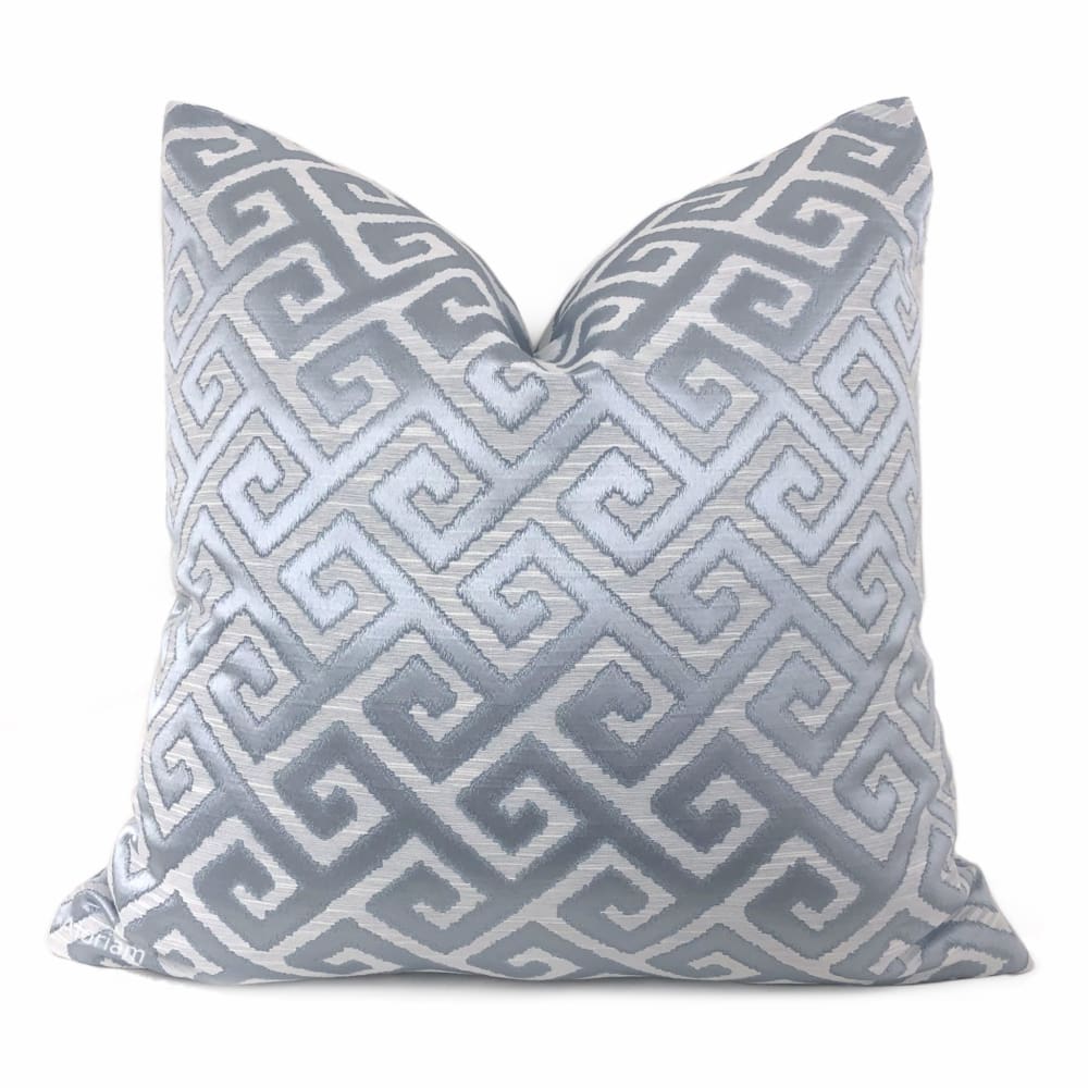 Apollo Light Blue Greek Key Decorative Pillow Cover - Elegant Home Decor for Sofa, Bed & Living Room - Perfect for Boho, Coastal & Mediterranean Style Interiors
