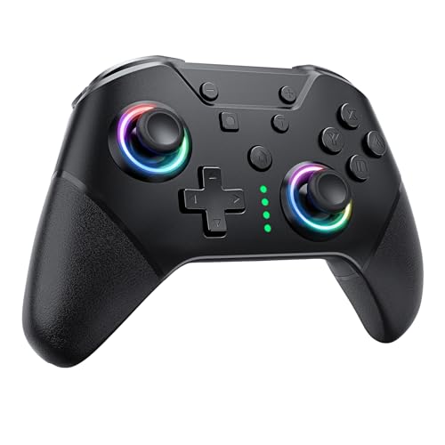 ECHTPower Switch Pro Controller - Wireless Bluetooth Gamepad for Nintendo Switch/Switch Lite/Switch OLED with 9 LED Colors, 4 Programmable Buttons, Turbo, Vibration & Wake-Up Function | Perfect for Gaming, Party Play & Family Entertainment