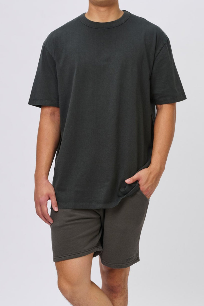 INSPORT Men's EASTON Washed Black Oversized T-Shirt - Comfortable Casual Wear for Street Style & Lounge