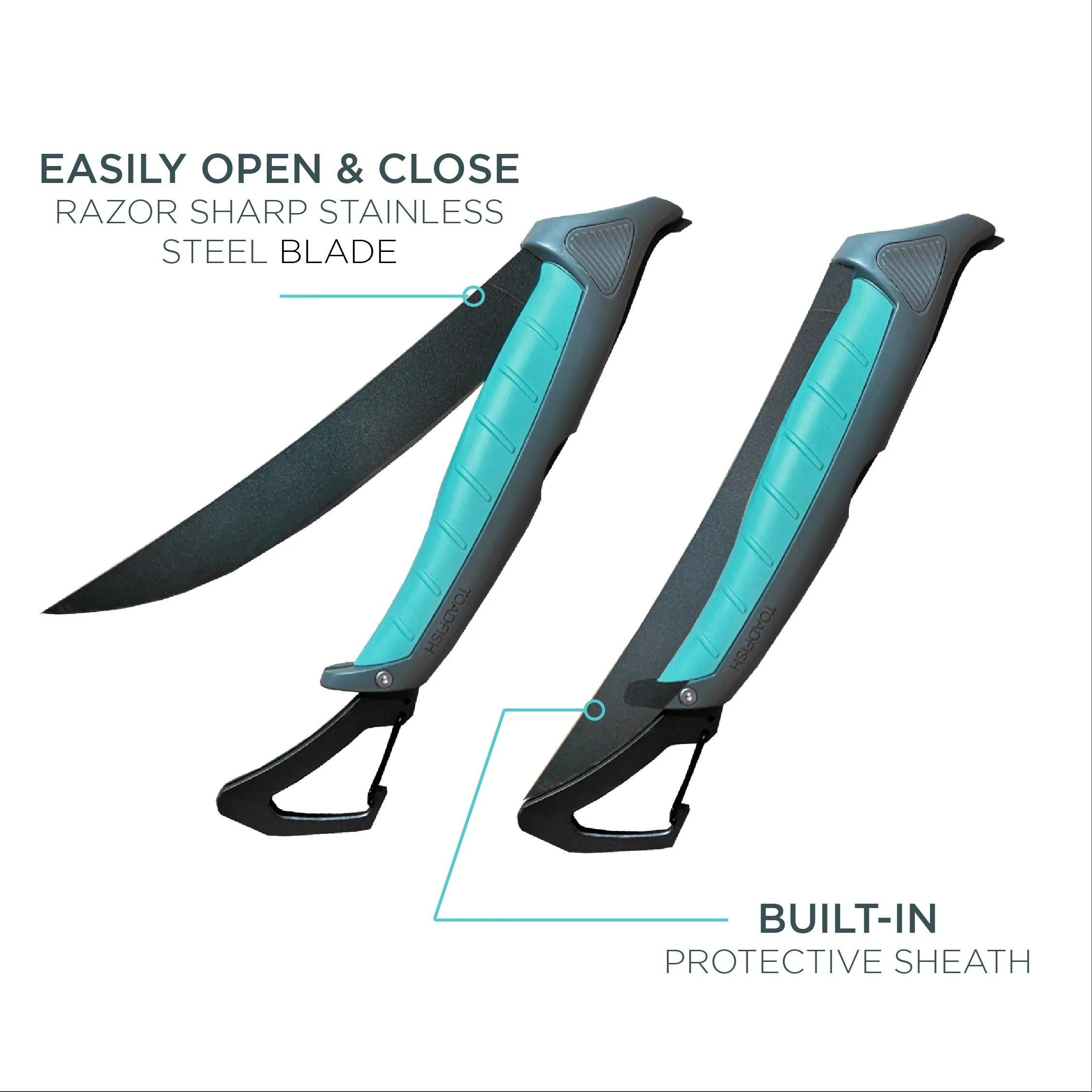 Toadfish Stowaway Folding Fillet Knife - Premium Stainless Steel Fishing Knife for Gutting & Cleaning Fish | Compact & Portable for Camping, Boating & Outdoor Adventures