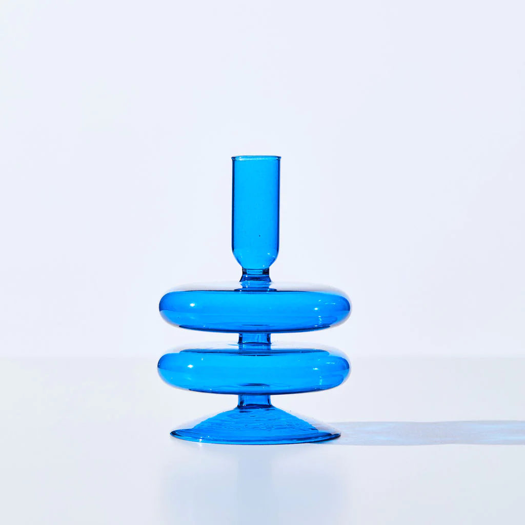 Blue Double Bubble Candle Holder - Elegant Home Decor for Dining Tables, Weddings & Romantic Ambiance