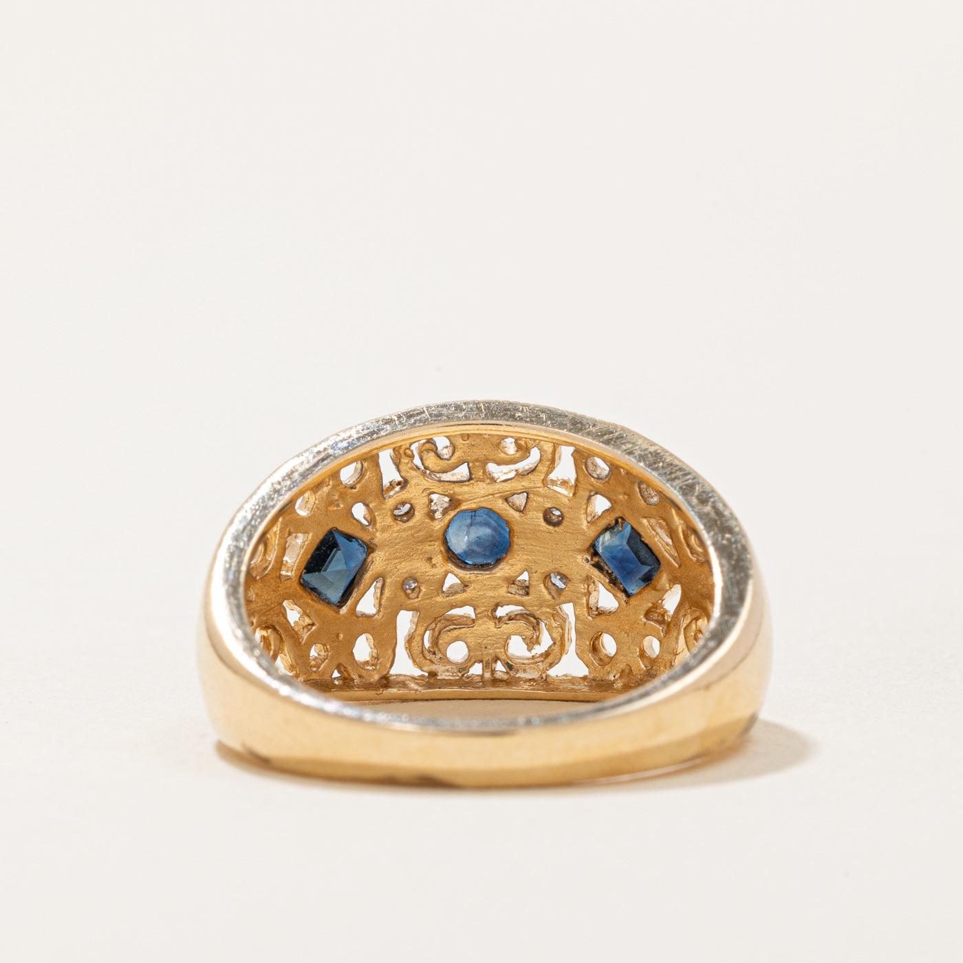 Exquisite Sapphire & Diamond Lattice Ring - 0.40ctw Sapphire & 0.016ctw Diamond - Size 6 - Perfect for Engagement, Anniversary & Special Occasion Gifts