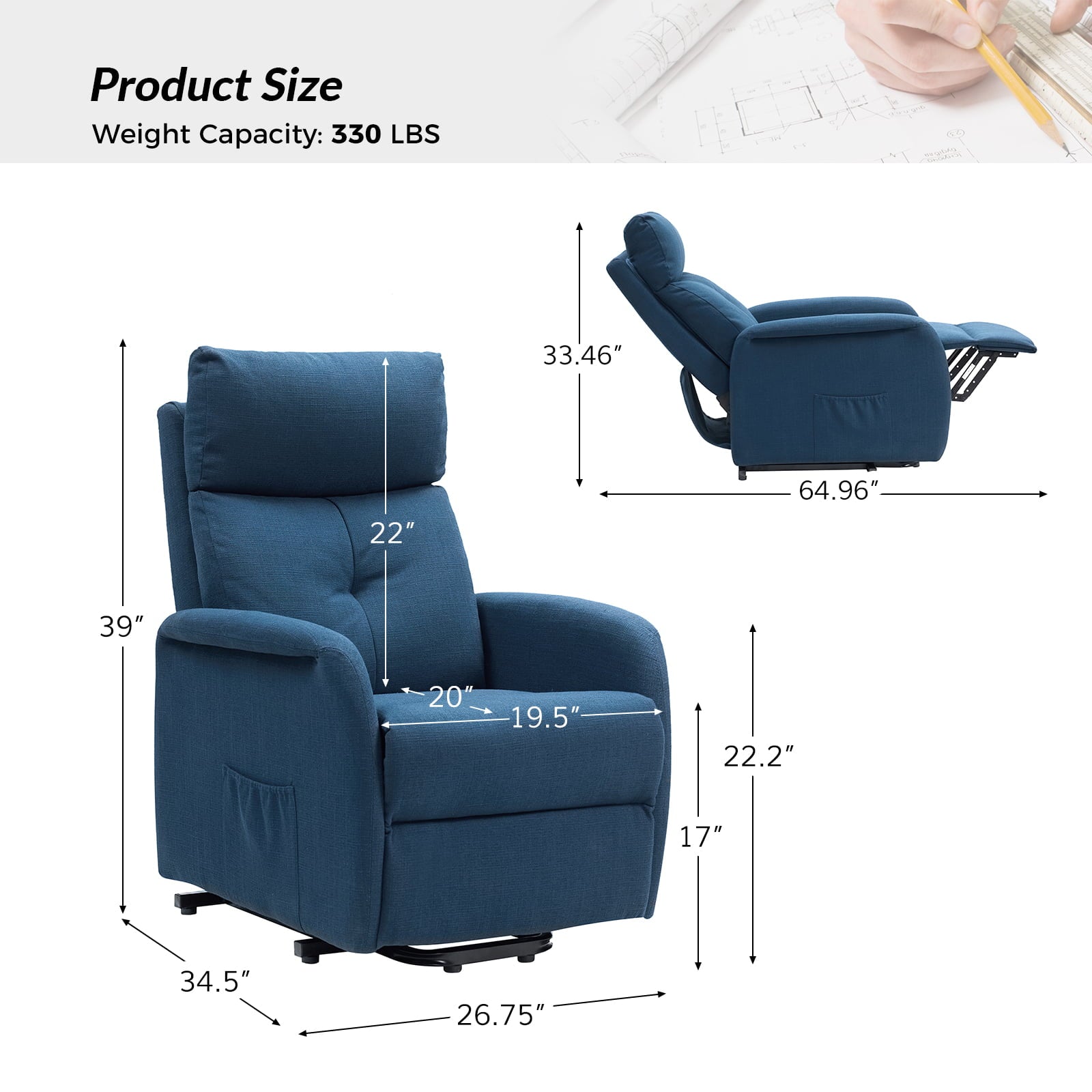 Serena Power Recliner Chair with Massage & Heat - Electric Lift Recliner Sofa for Living Room, Elderly & Home Theater Comfort (Brown) - Perfect for Relaxation, Movie Nights & Pain Relief
