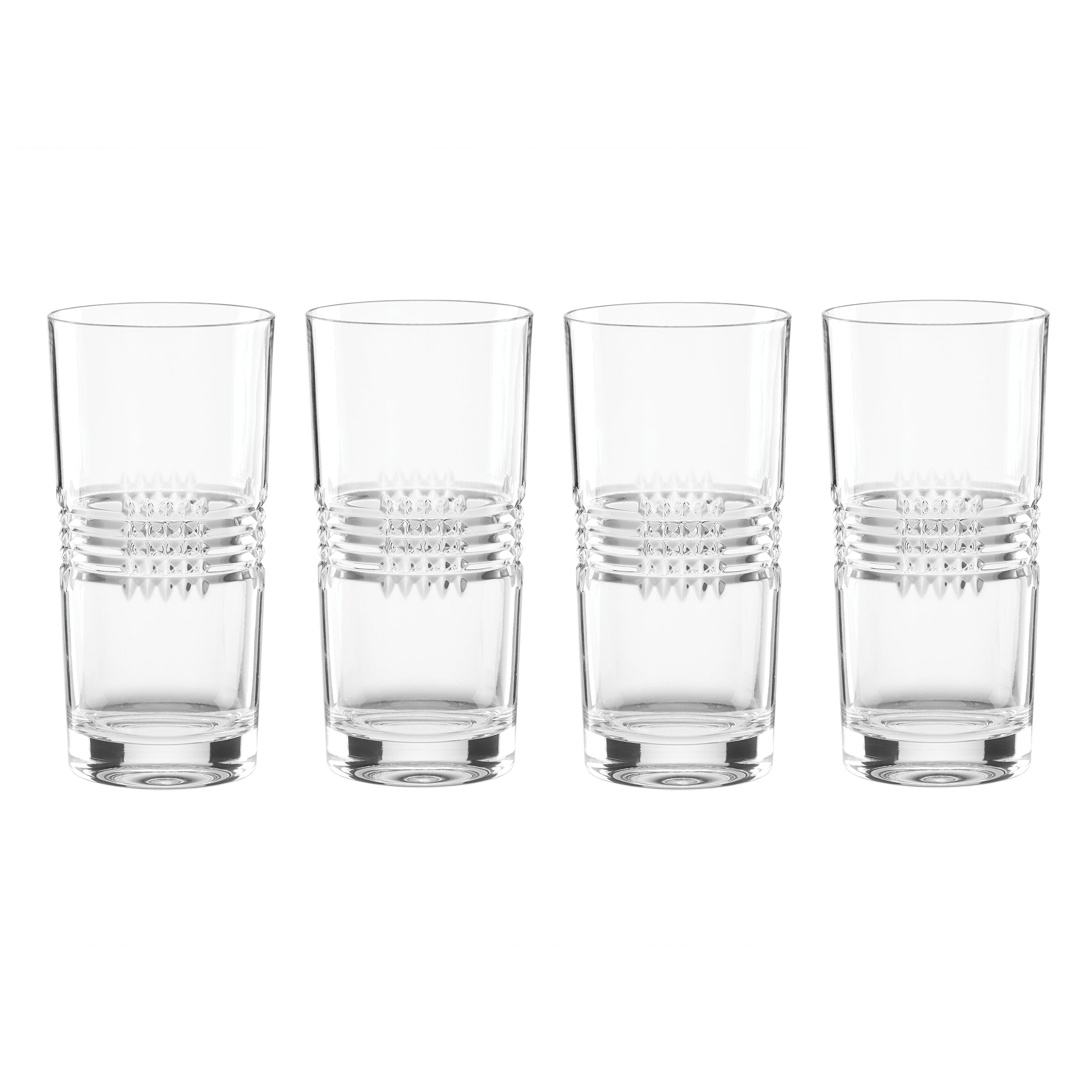 Premium Sloane Crystal Highball Glasses Set of 4 - Elegant Whiskey & Cocktail Drinking Glasses for Home Bar, Parties & Entertaining