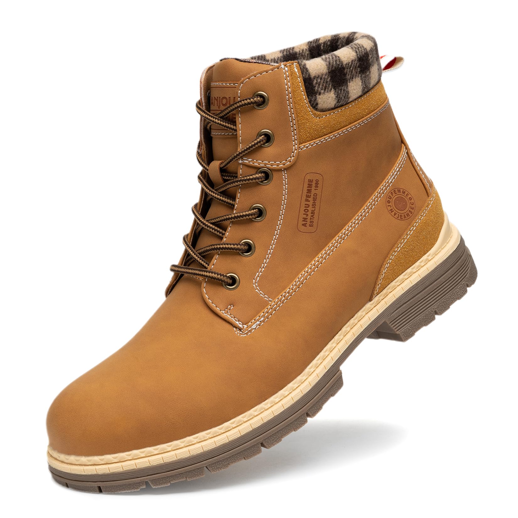ANJOUFEMME Men's Waterproof Winter Hiking Boots - Insulated Trekking & Work Boots for Cold Weather - Perfect for Snowy Trails, Outdoor Adventures and Construction Sites