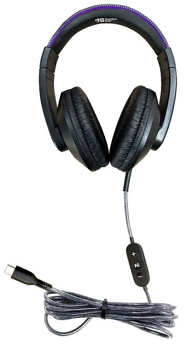 HamiltonBuhl Smart Trek Deluxe USB-C Stereo Headphones with In-Line Volume Control - Noise Cancelling for School, Office & Travel (Multi-Pack Options)
