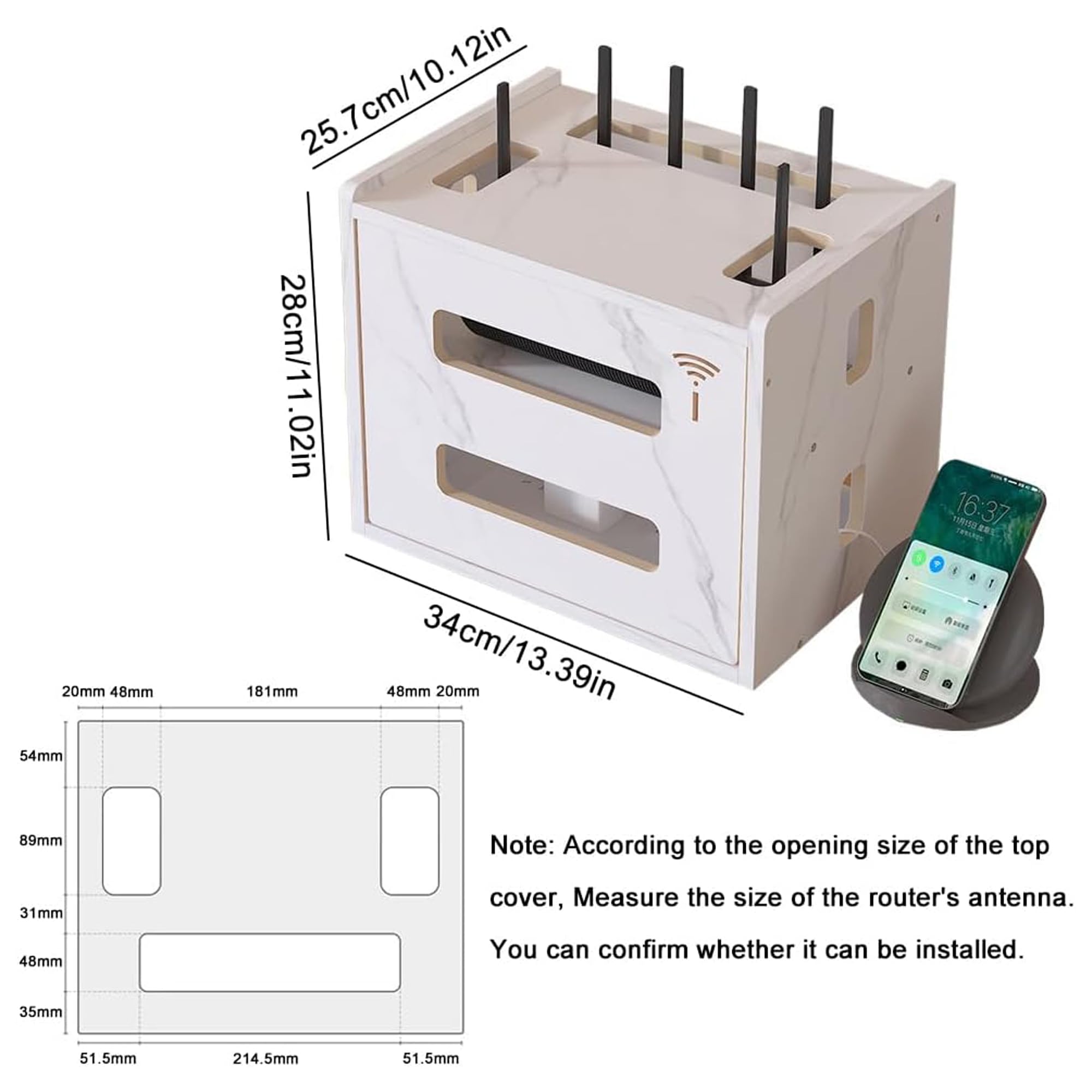 Catekro WiFi Router Storage Box - Stylish Cabinet to Hide Router and Modem, Decorative Cover for Home & Office (White) | Perfect for Living Room, Bedroom, or Workspace Organization
