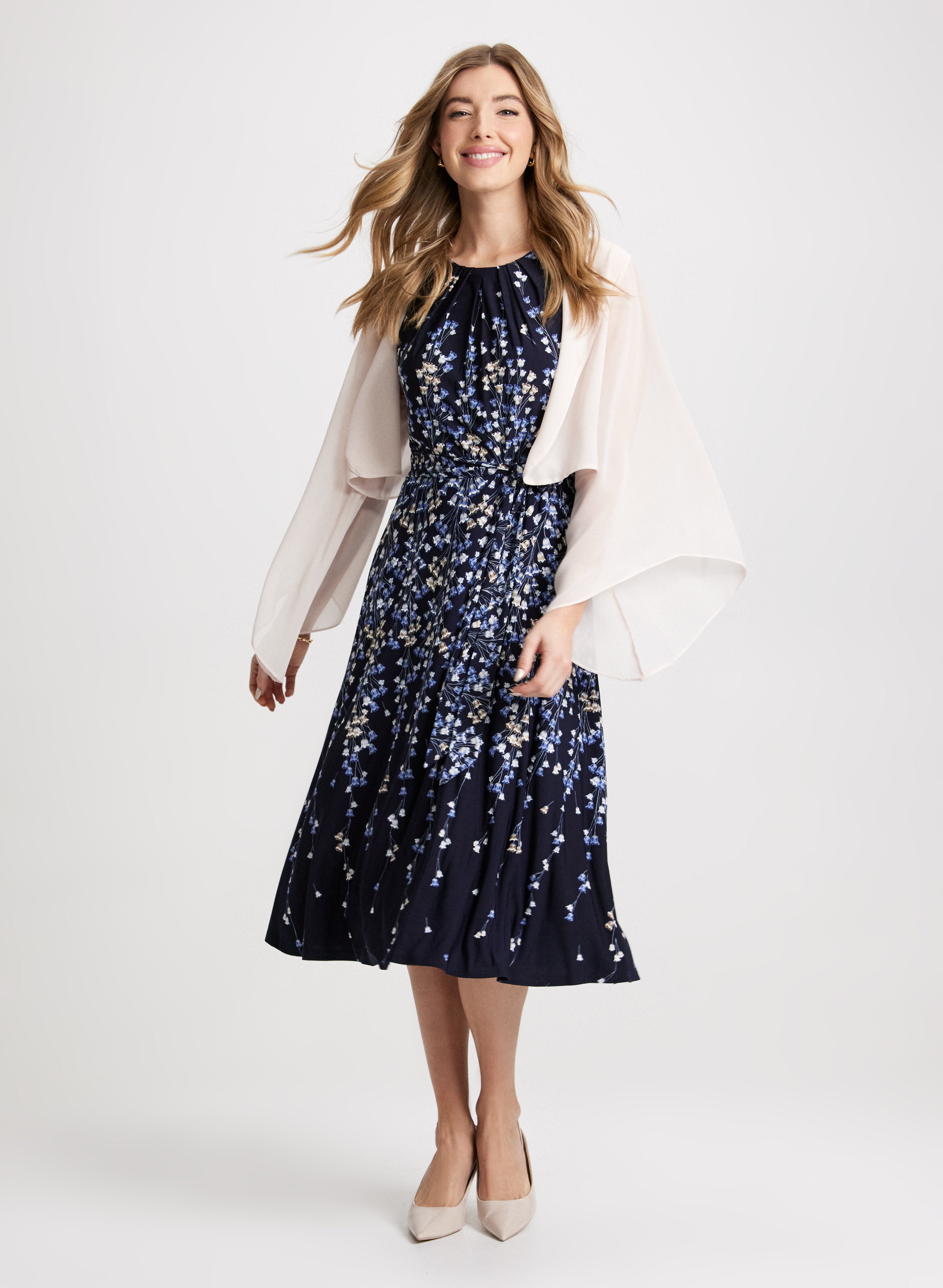 Elegant Flared Sleeve Chiffon Bolero Jacket - Women's Lightweight Cover-Up for Weddings, Parties & Evening Events