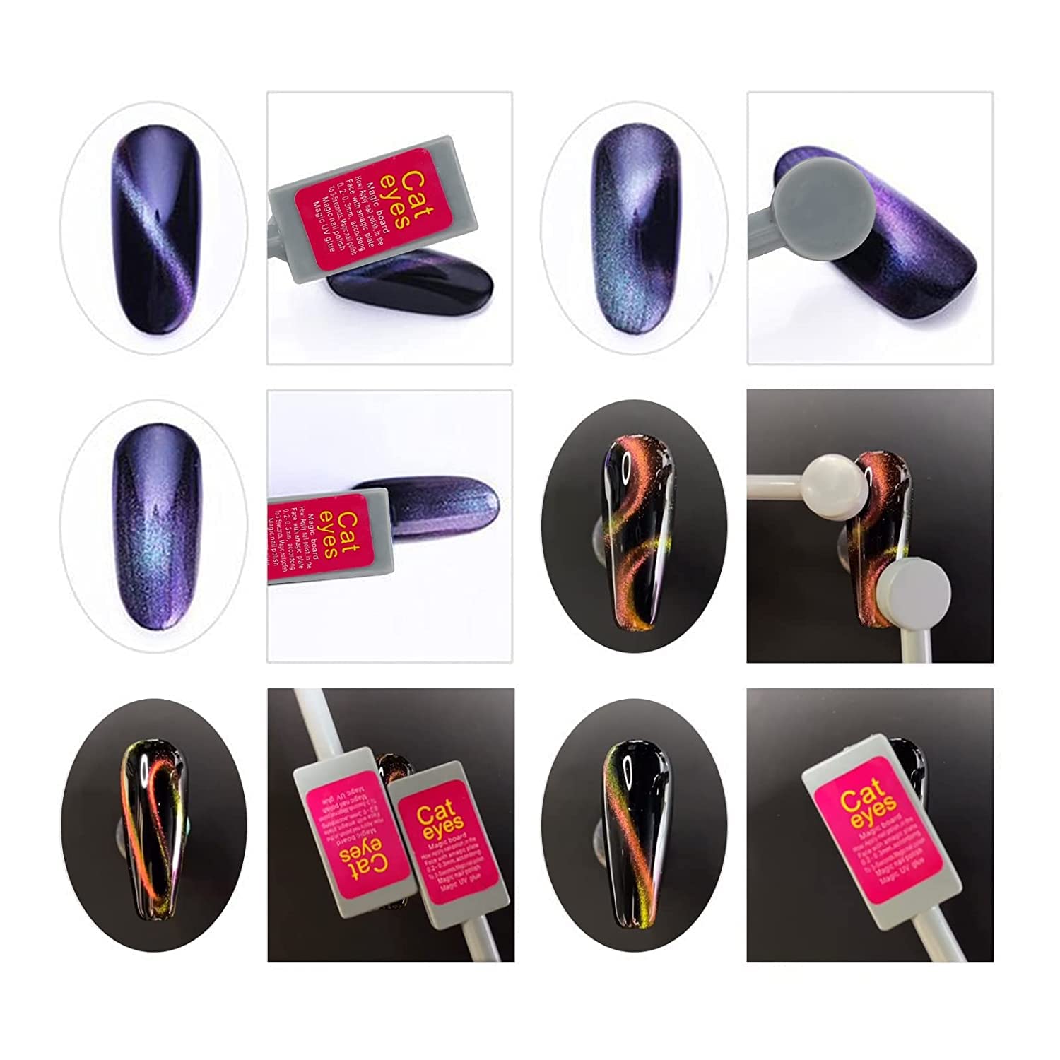 Gleevia 2Pcs Cat Eye Magnet for Nails - Double Head 3D Nail Art Magnet Stick for Cat Eye Gel Polish | Strong Magnetic Manicure Tool for Salon & Home Nail Designs