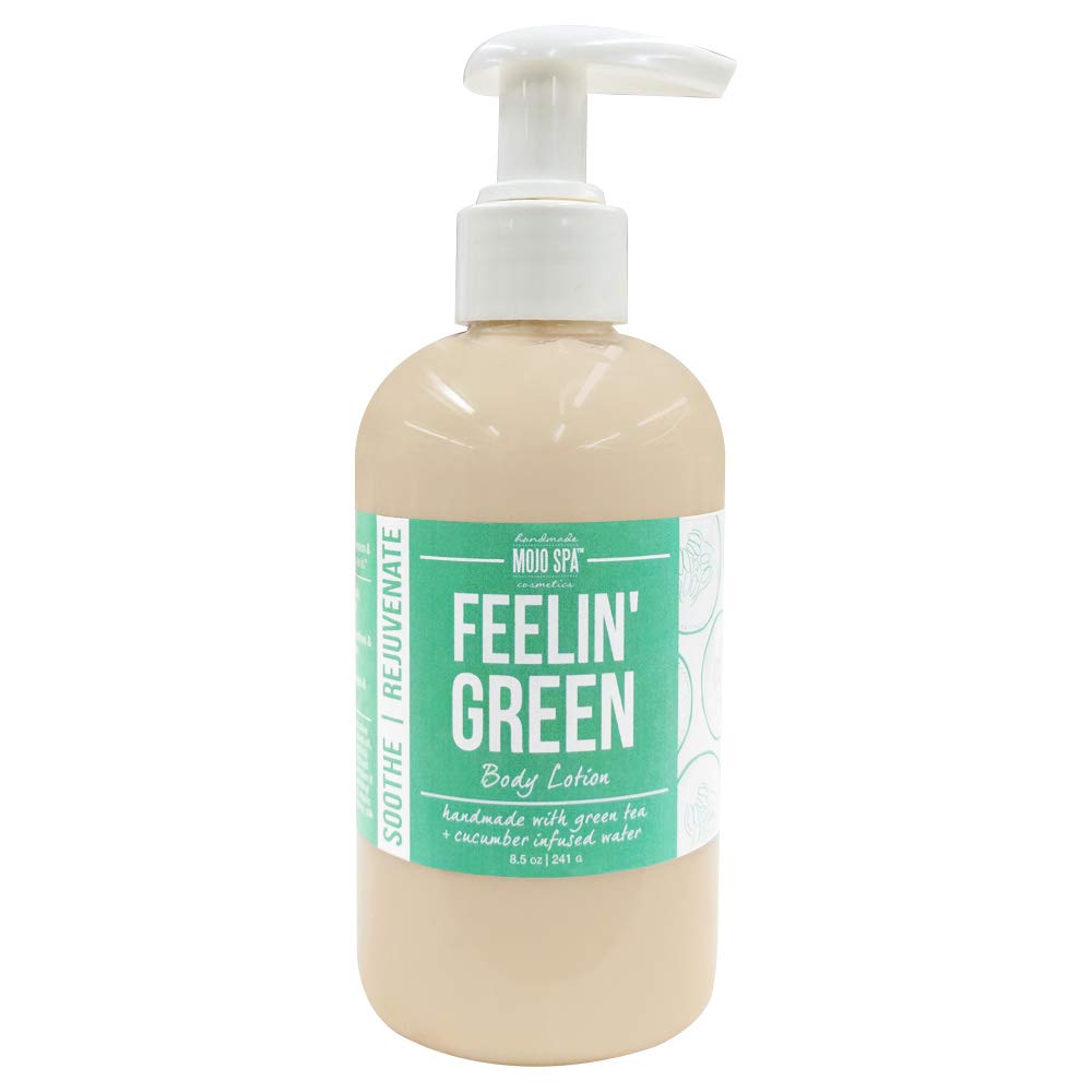 Mojo Spa Feelin Green Large Gift Set - 3 Natural Handmade Bath & Body Products: Exfoliating Face & Body Scrub, Hydrating Body Lotion, Cleansing Body Soap | Perfect for Self-Care, Spa Days & Thoughtful Gifts