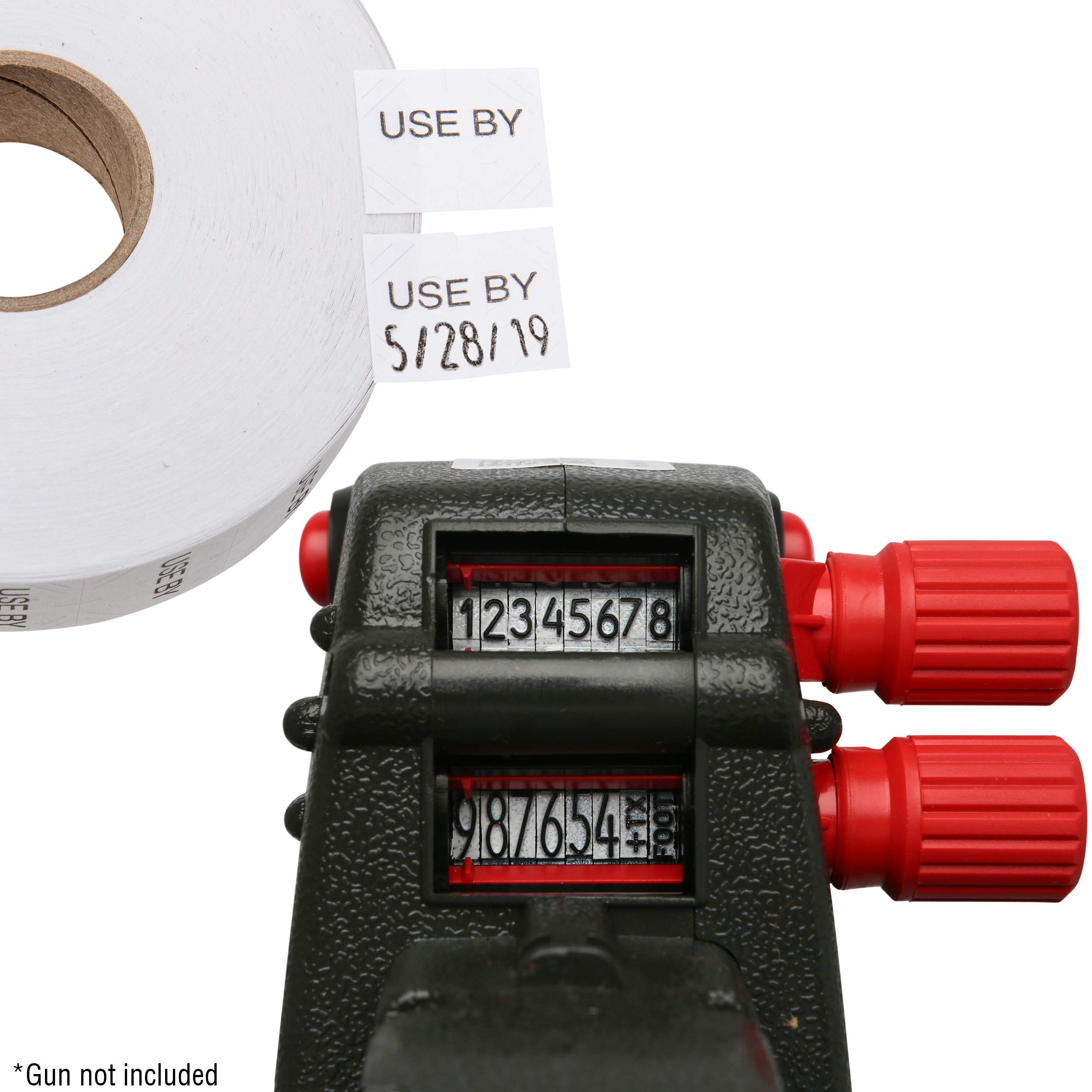 Perco USE by Labels for Monarch 1136 Price Gun - 8 Rolls (14,000 Marking Labels) with Bonus Ink Roll - Retail Pricing, Inventory Labeling & Warehouse Organization