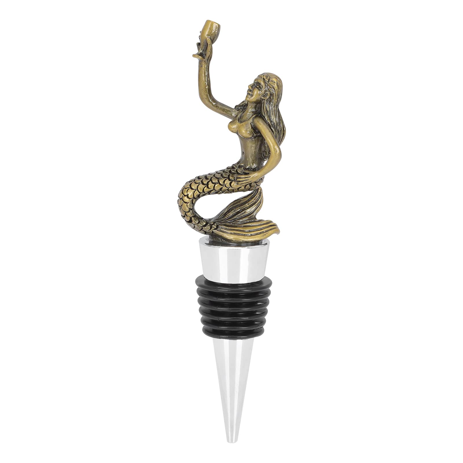 Vintage Mermaid Wine Bottle Stopper - Reusable Airtight Vacuum Seal Plug for Beverages, Sous Vide & Wedding Decor - Perfect for Home Bars, Kitchen Use & Party Decorations