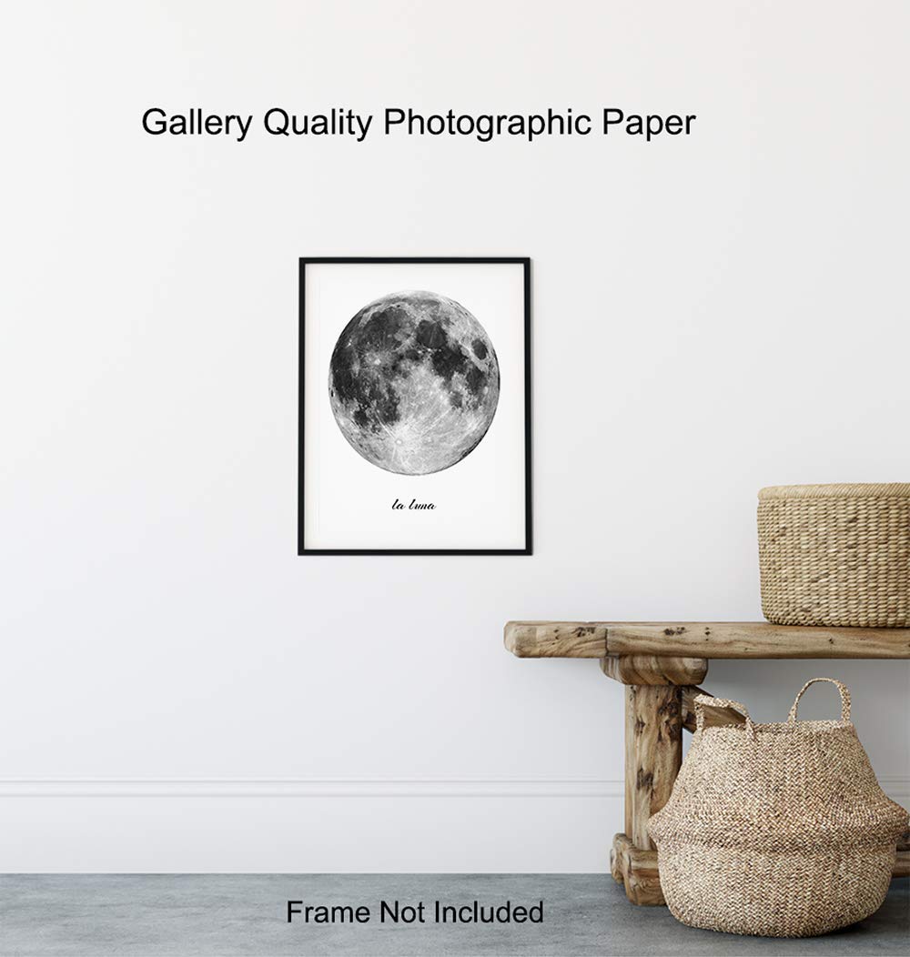 La Luna - Full Moon Wall Decor - Celestial Astronomy Art - Unique Lunar Photo Print - Perfect for Home, Office & Astronomy Gifts - Moon Phase Wall Art for Bedroom, Living Room & Nursery Decor