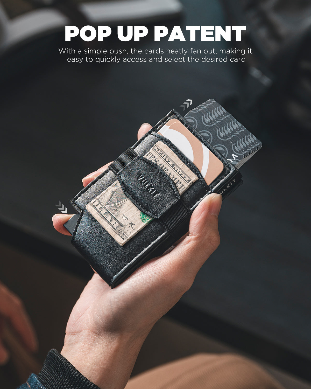 VC412 Leather Pop Up Card Wallet with Money Strap - Front Pocket & ID Window for Cash & Cards | Perfect for Travel, Business & Everyday Use (415.46kr)