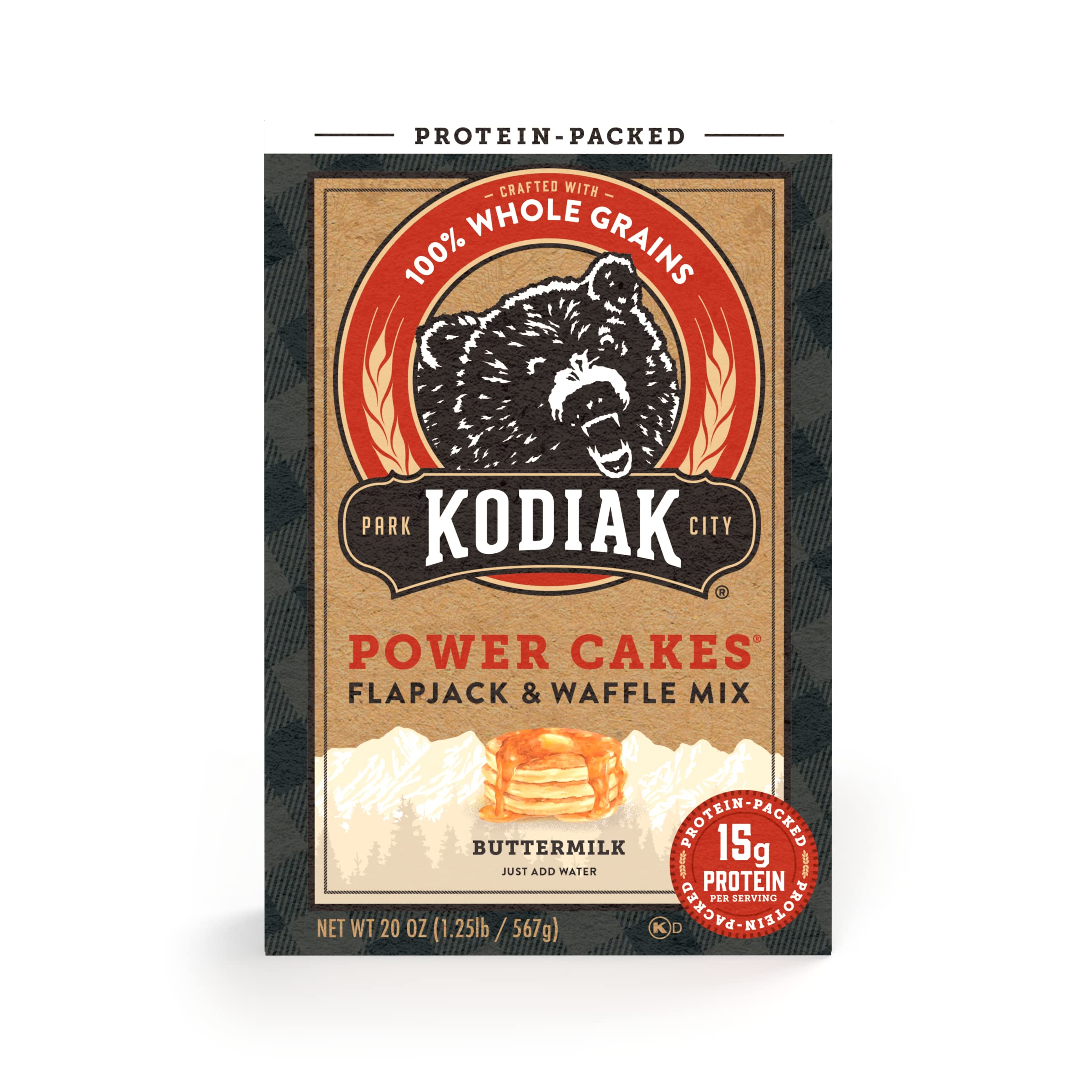 Kodiak Power Cakes Flapjack & Waffle Mix - 20oz | High Protein Pancake Mix for Breakfast, Camping & Fitness | Easy to Make, Healthy & Delicious