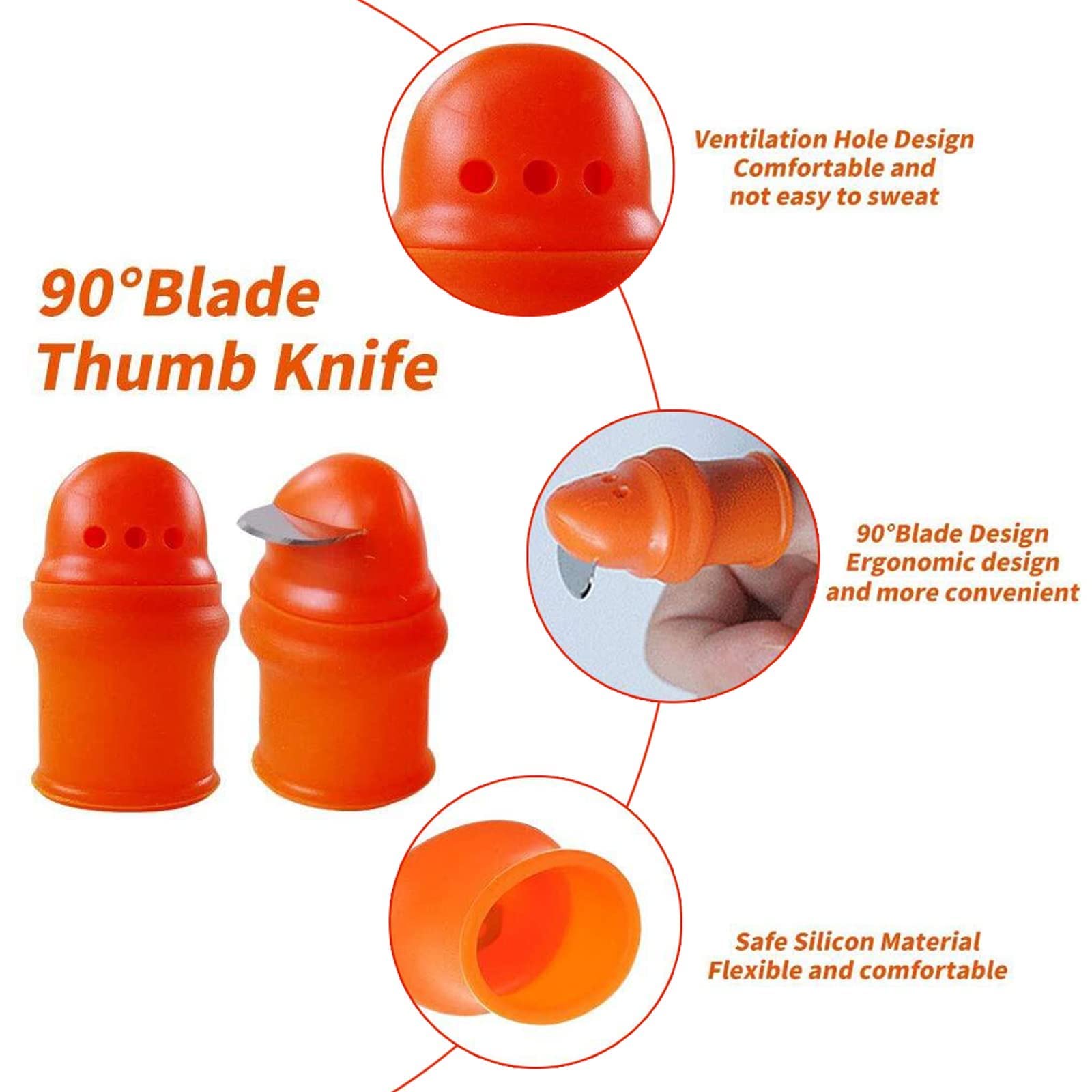 12Pcs Silicone Thumb Knife Set - Ergonomic Harvesting Tool for Vegetables & Fruits, Gardening Scissors for Trimming Plants | Perfect for Home Gardeners, Farmers Market Harvesting & Indoor Herb Gardens