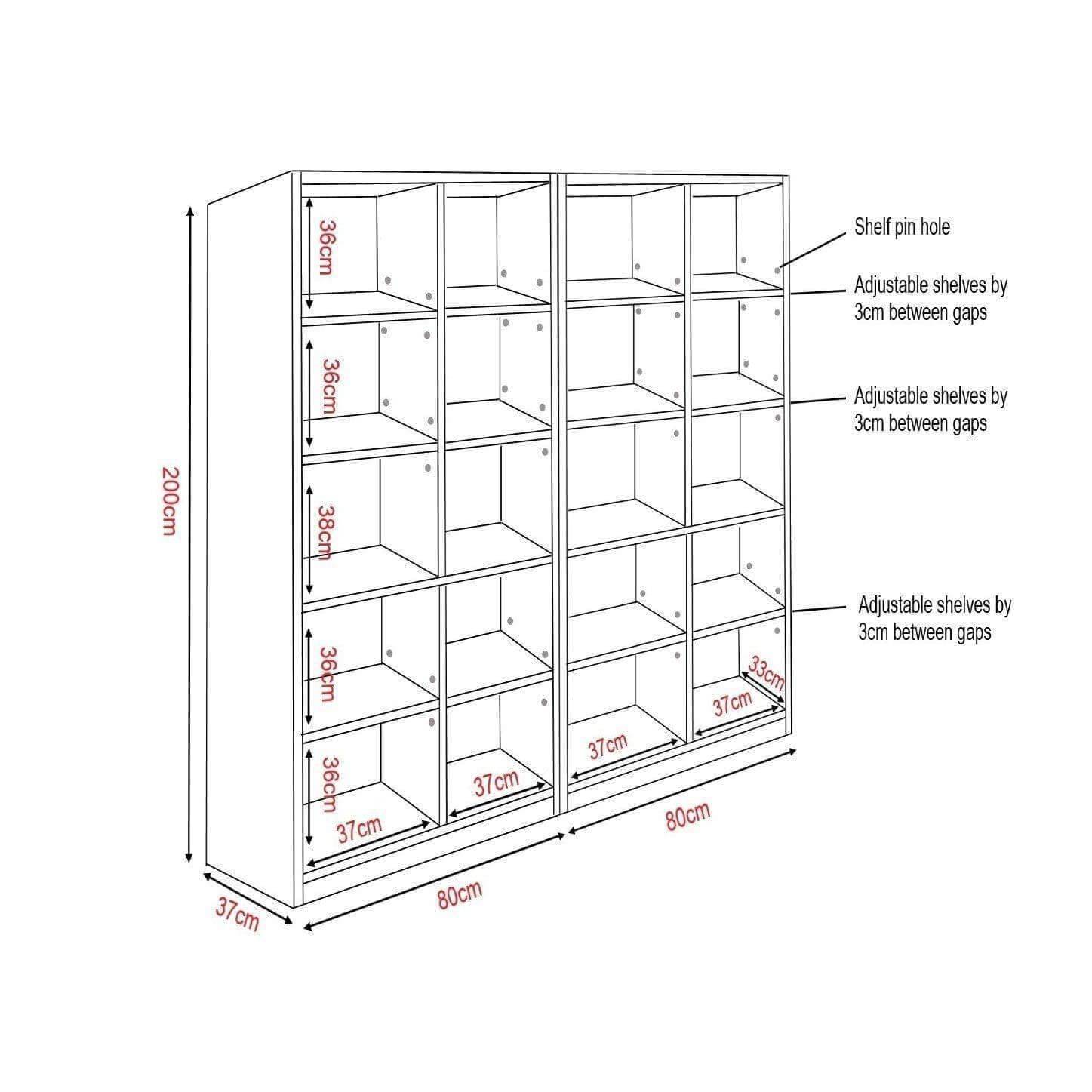 Moselle 4-Door Display Bookshelf - Modern Wooden Bookcase with Glass Doors for Living Room, Office & Library Storage