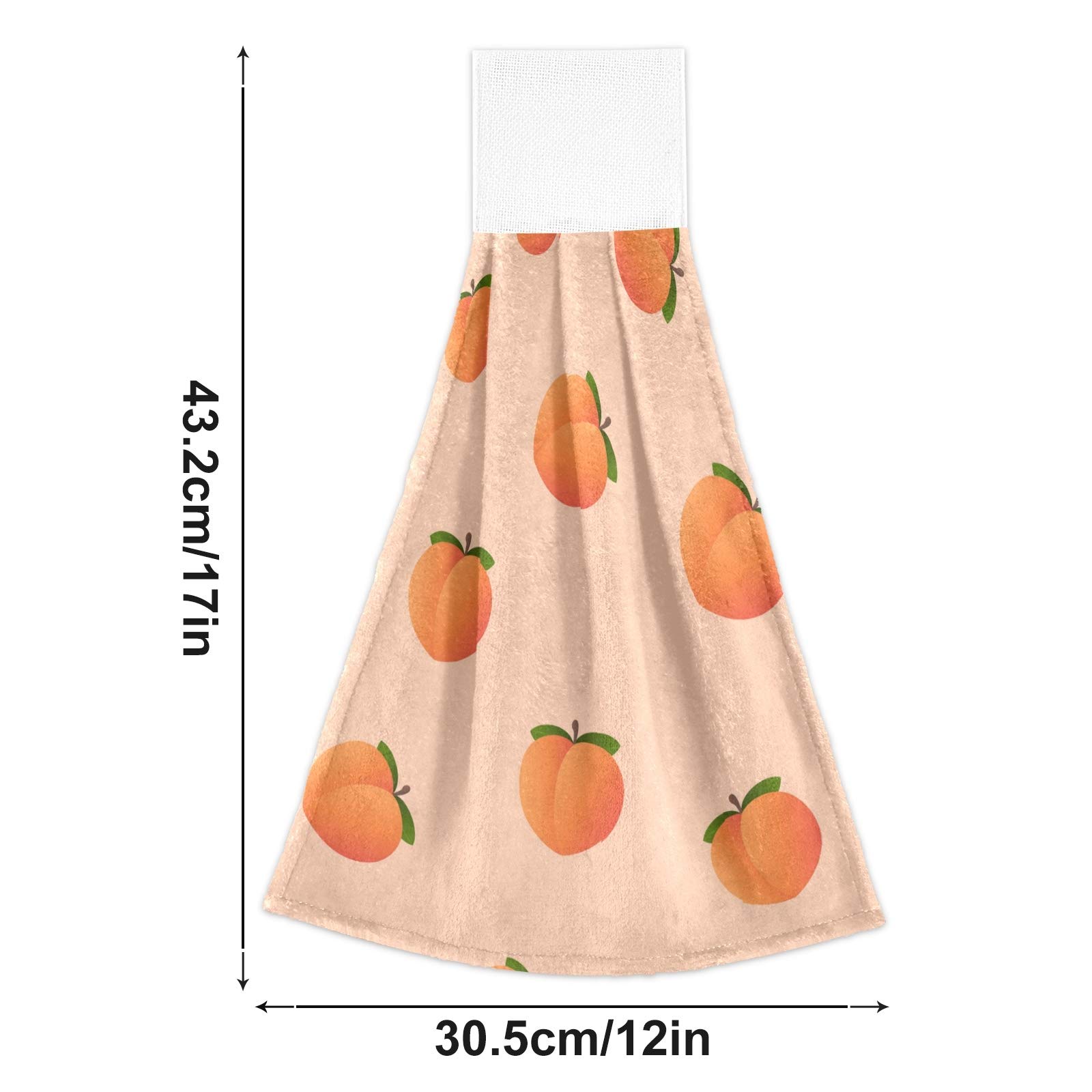 ALAZA 2-Pack Premium Absorbent Kitchen Towels - Peach Fruit Design Hanging & Hand Towels for Cooking, Cleaning & Drying Dishes