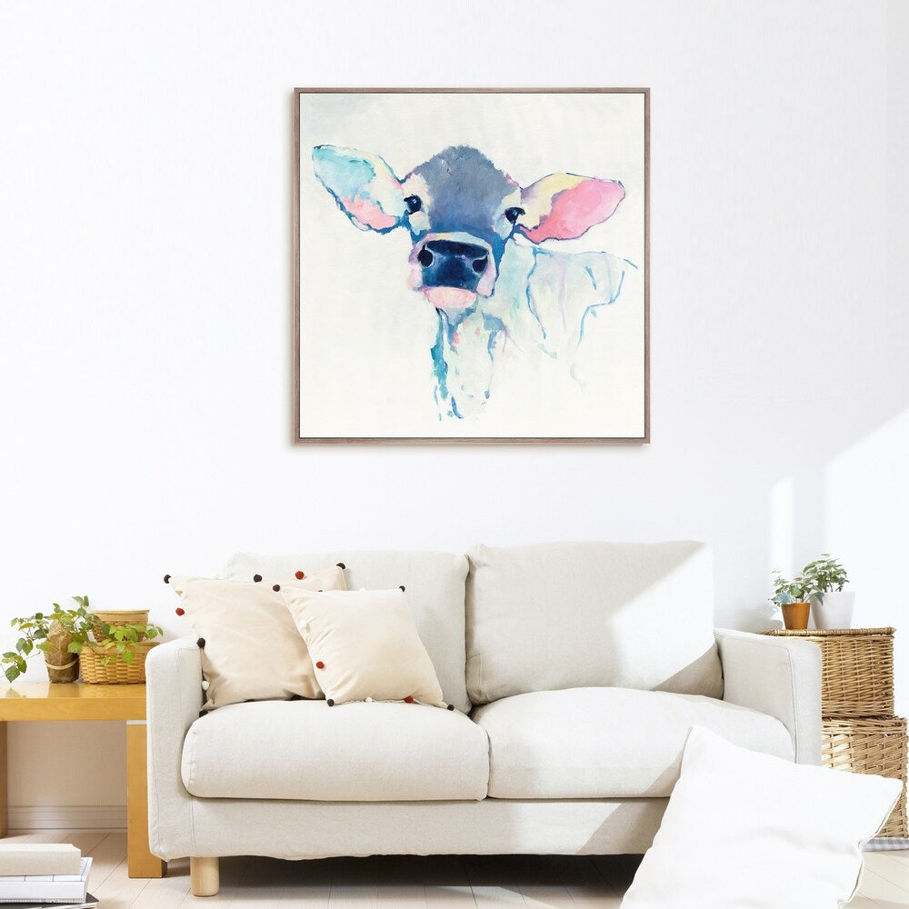 Bessie Framed Printed Canvas Wall Art - 27x27 Inches, Multi-Color Abstract Painting - Perfect for Living Room, Bedroom & Office Decor